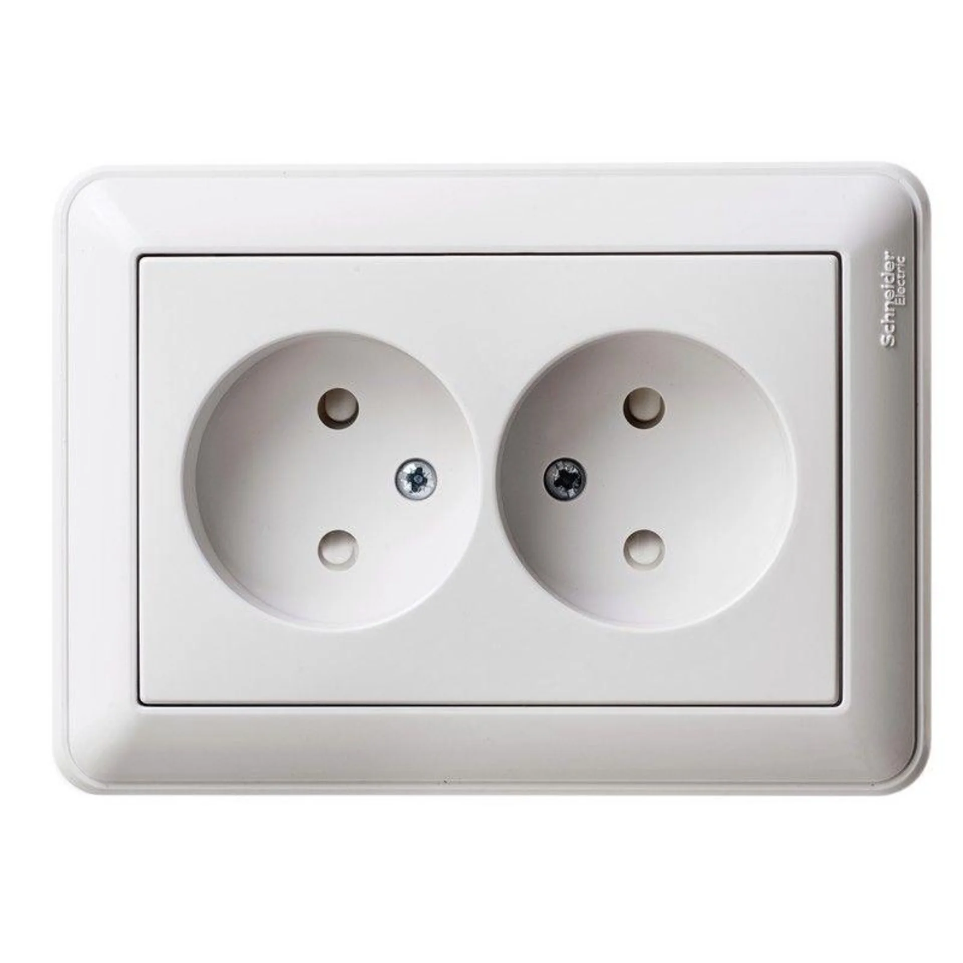 Розетка 2-м СП W59 16А IP20 без заземл. защ. шторки бел. SE RS16-254-18