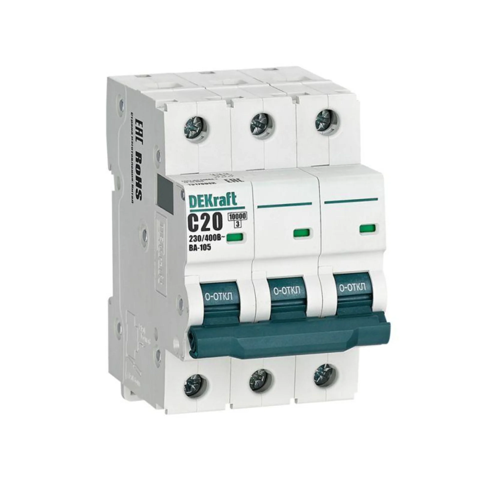 Выключатель автоматический модульный 3п C 20А 10кА ВА-105 DEKraft 13178DEK