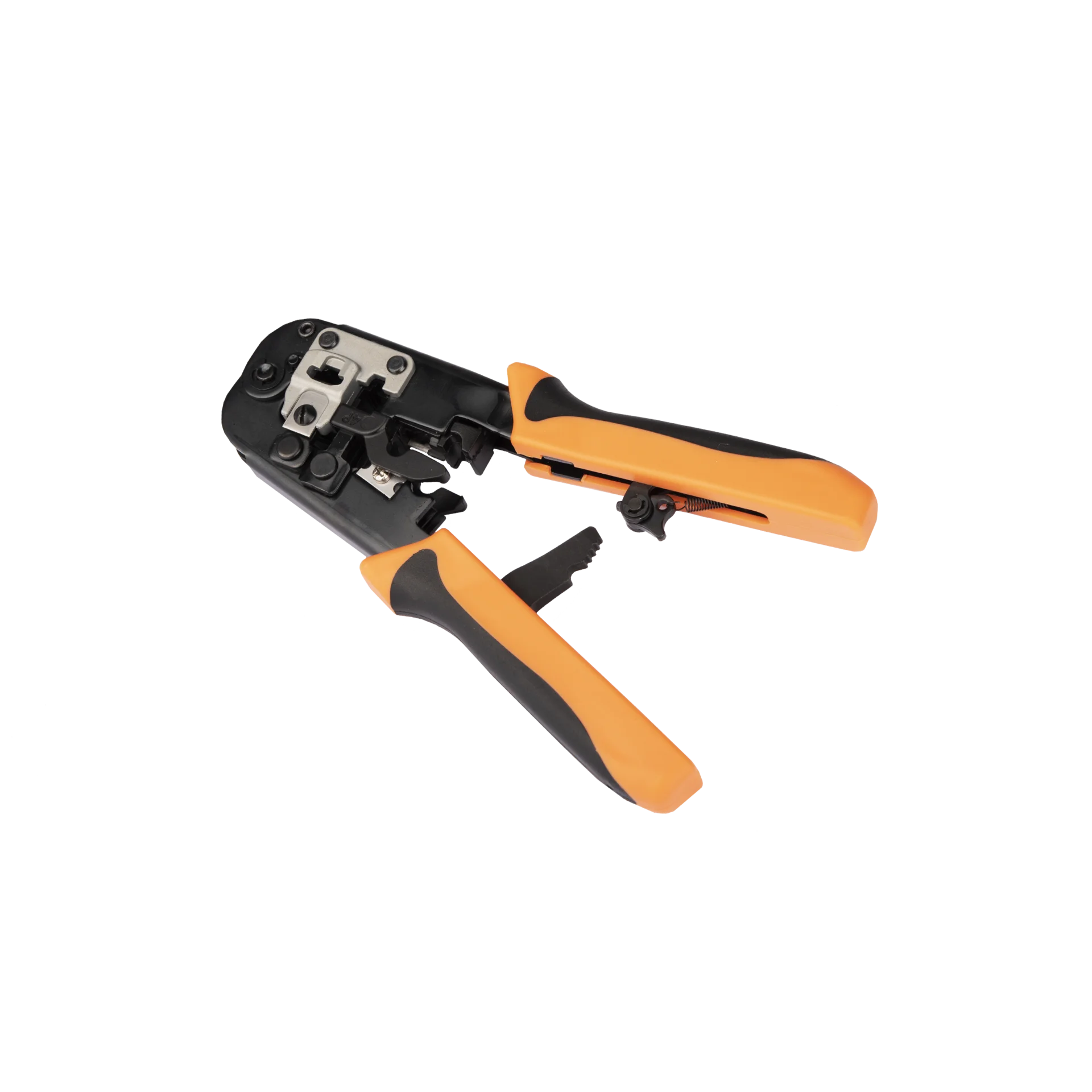 Инструмент NIKOMAX обжимной, 2 гнезда, с храповиком, совместим с коннекторами: RJ45/8P8C (в т.ч. с сквозными), RJ12/6P6C, RJ11/6P4C