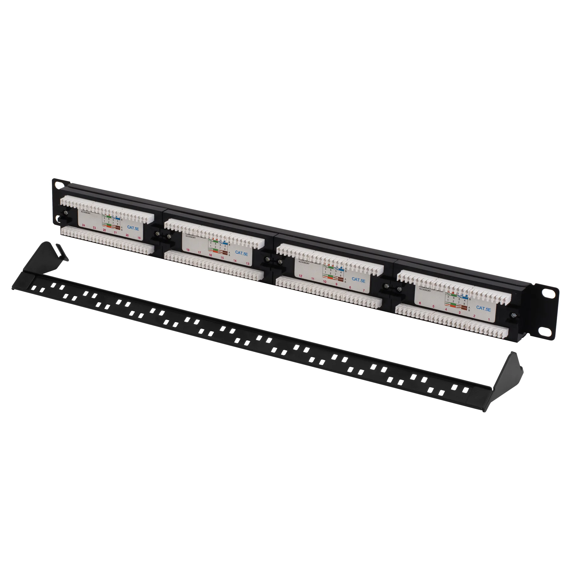 Коммутационная панель SNR, 19" неэкранированная, 1U, 24 порта, cat.5e, горизонтальная заделка