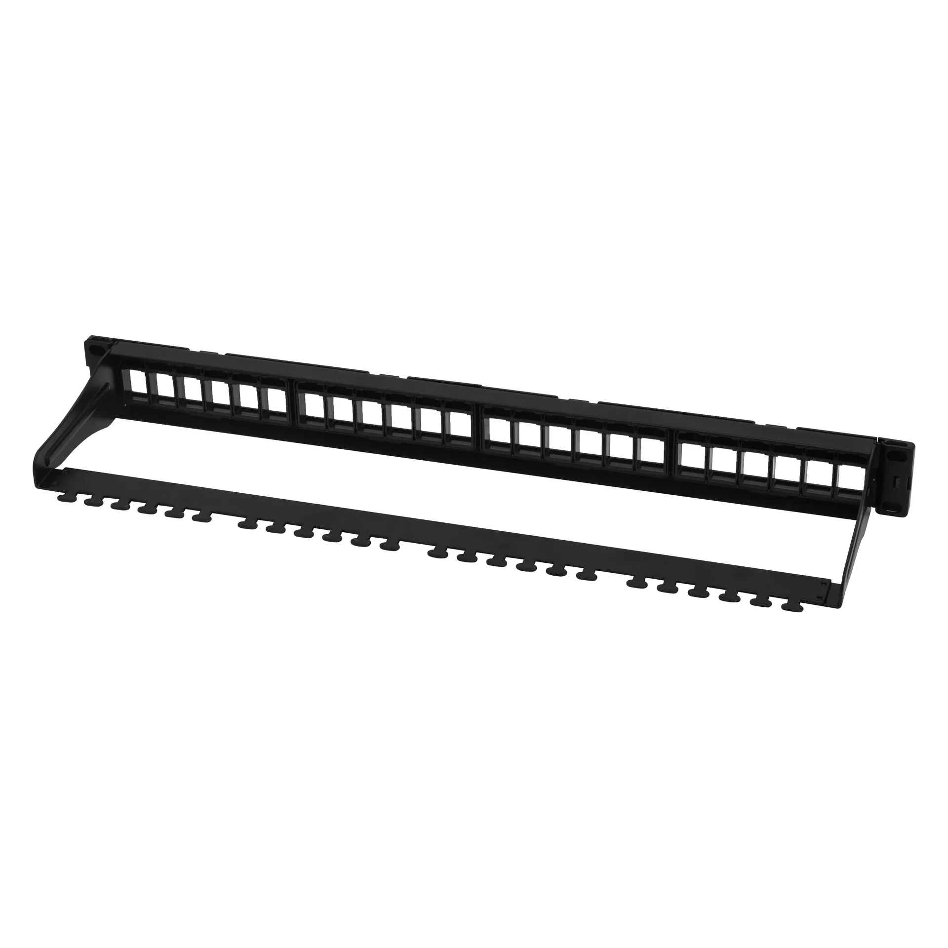 Коммутационная панель SNR, 19" для модулей KeyStone, незагруженная, неэкранированная, 1U, 24 порта, разборная, порты без шторок
