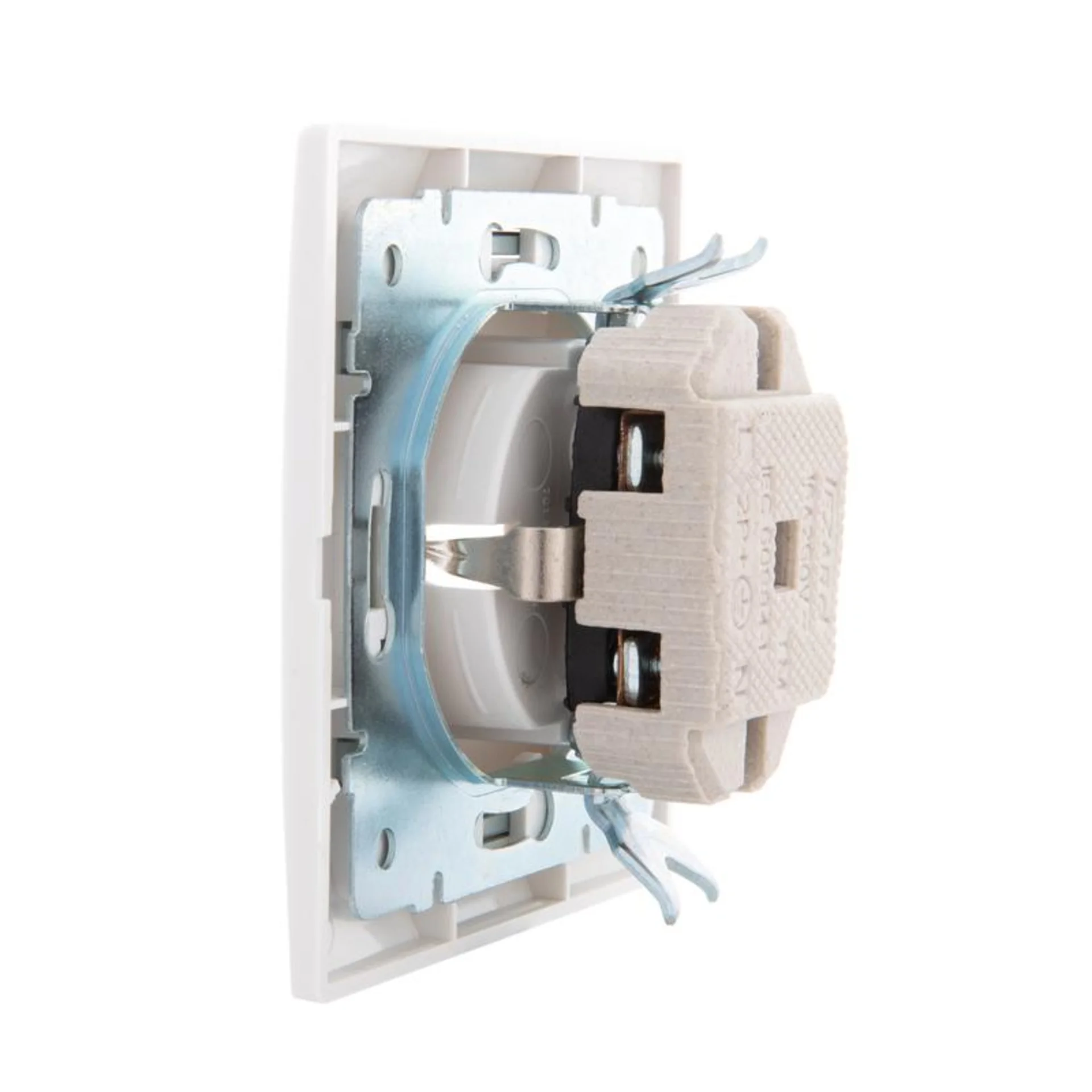 Розетка 1-м СП Mira 16А IP20 с заземл. с сер. вставкой керамика бел. LEZARD 701-0215-122