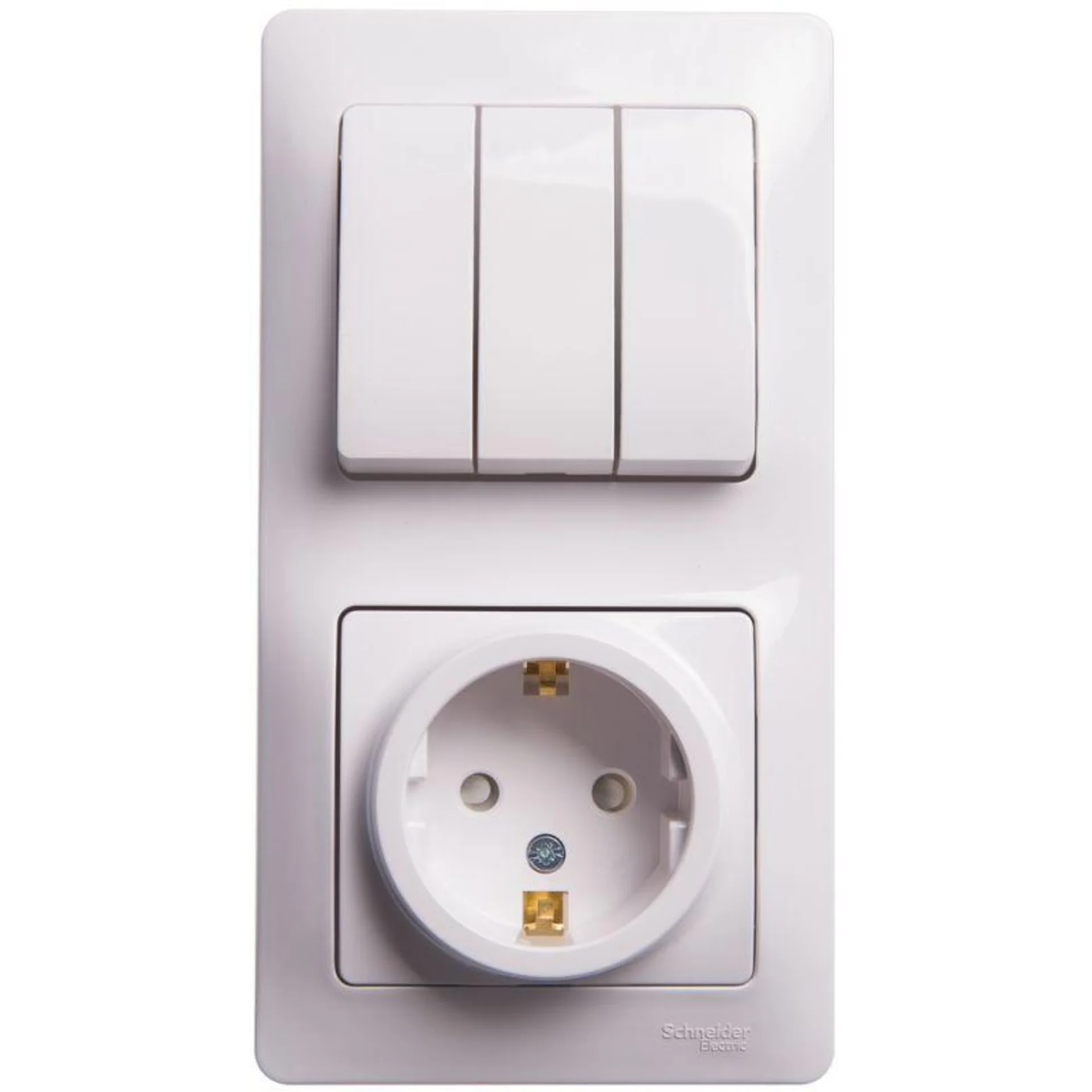 Блок комбинированный Glossa (розетка с заземл. защ. шторки + 3-кл. выкл.) бел. SE GSL000178