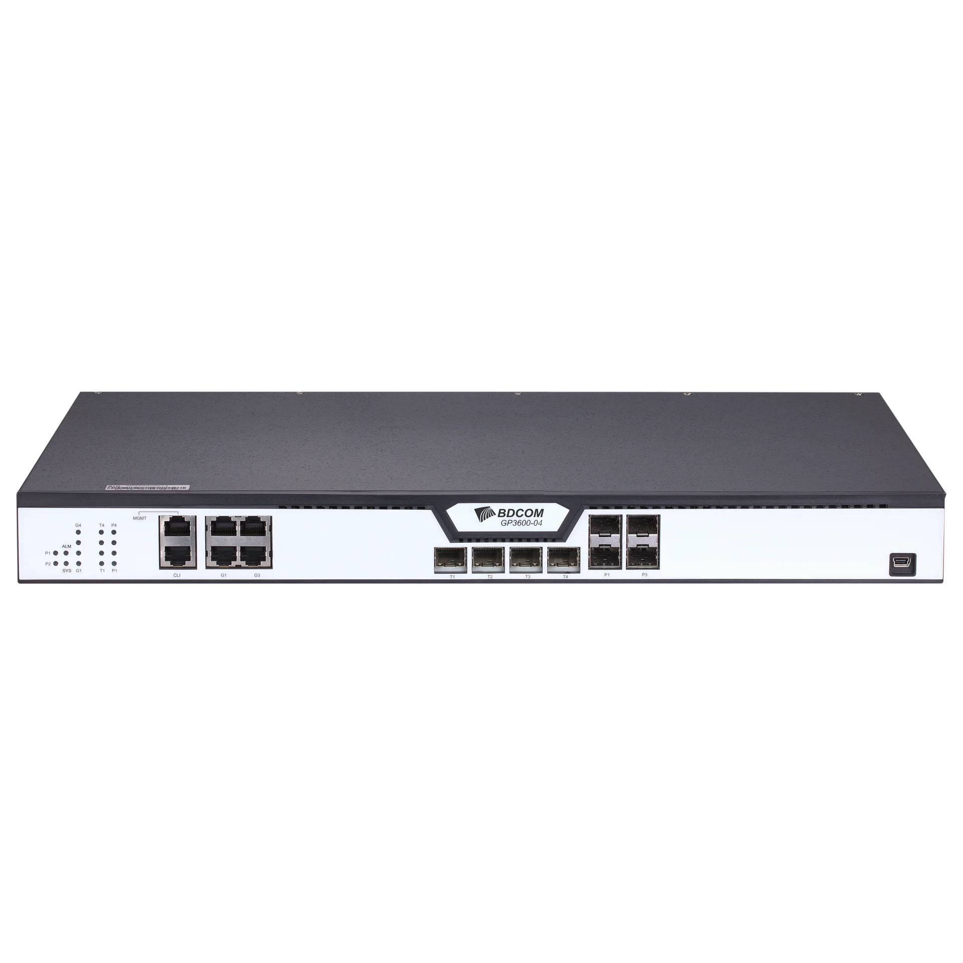 OLT BDCOM GP3600-04L-2AC с 4 портами GPON (SFP), 4 комбо-портами, 4хSFP, 4 SFP+, 2 БП АC