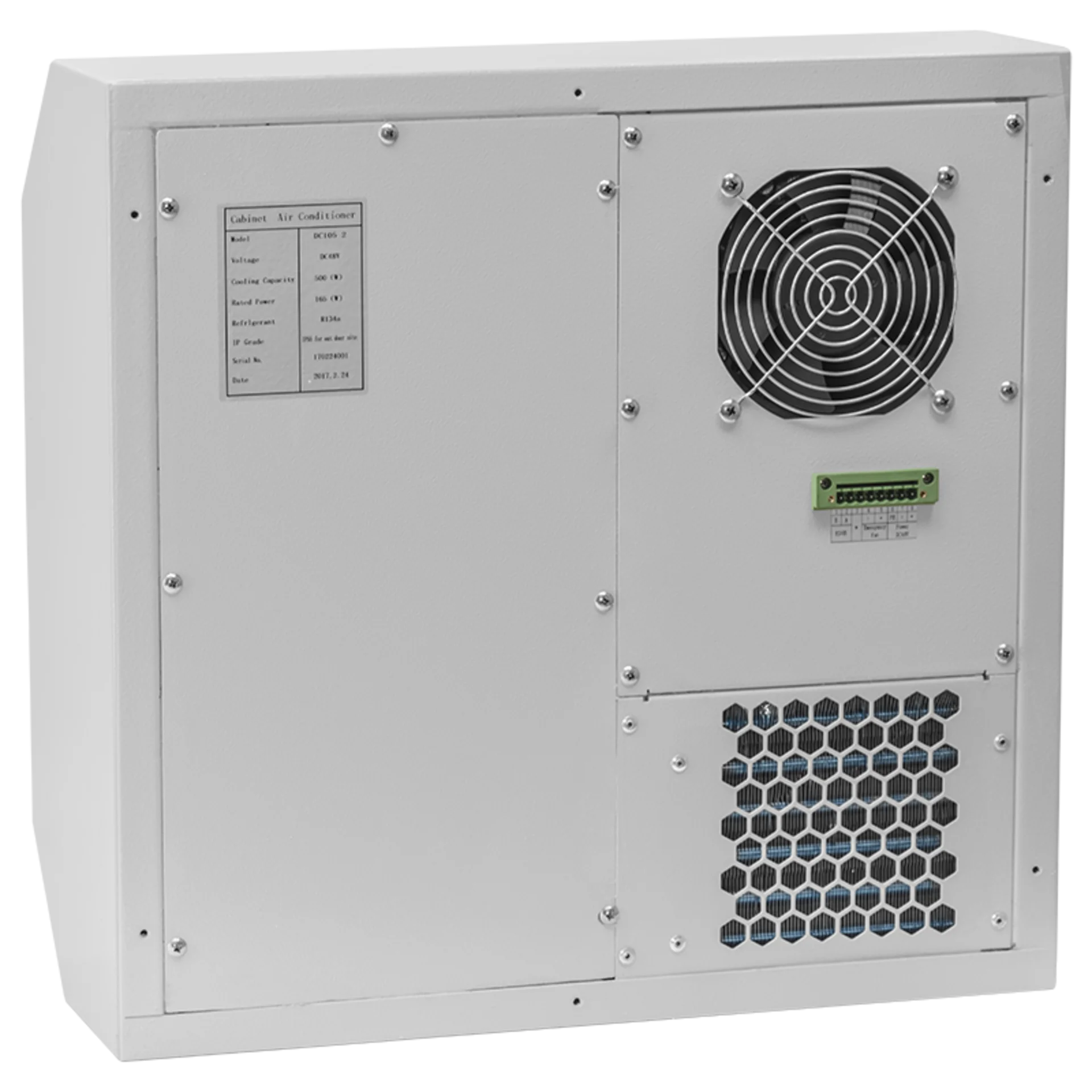 Кондиционер для установки в уличный шкаф, холодопроизводительность 500Вт, со встроенным электрическим калорифером, -48В постоянного тока