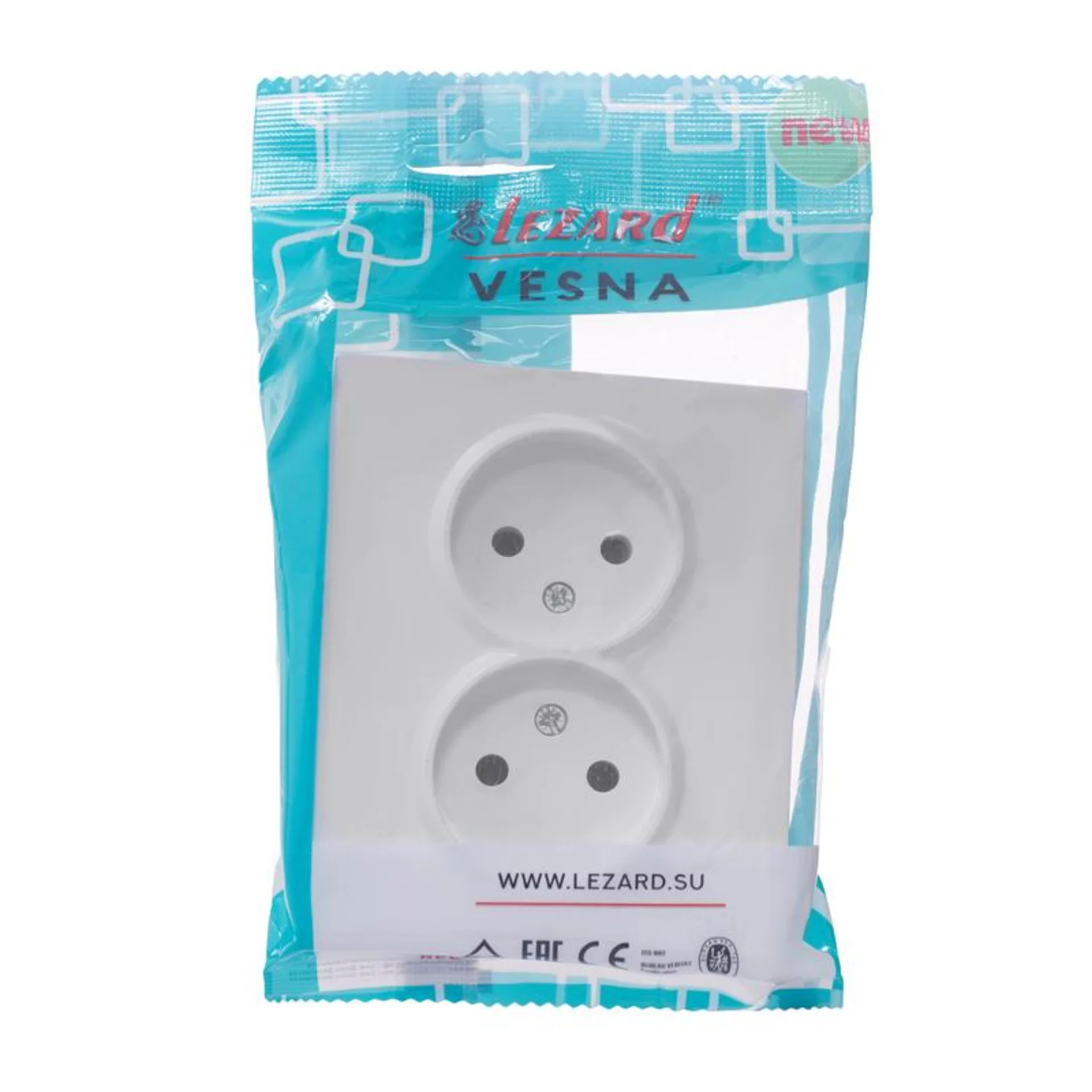 Розетка 2-м СП VESNA без заземл. ПБТ бел. LEZARD 742-0200-128B