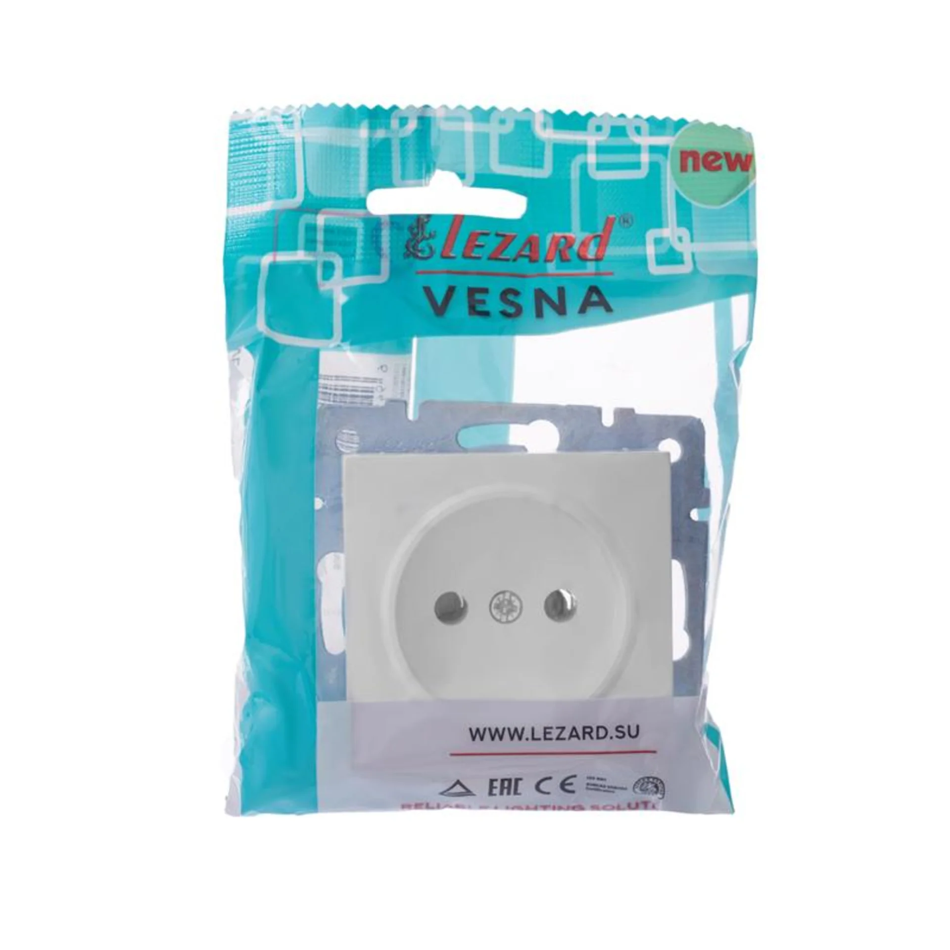 Розетка 1-м СП Vesna без заземл. ПБТ механизм бел. LEZARD 742-0288-121B