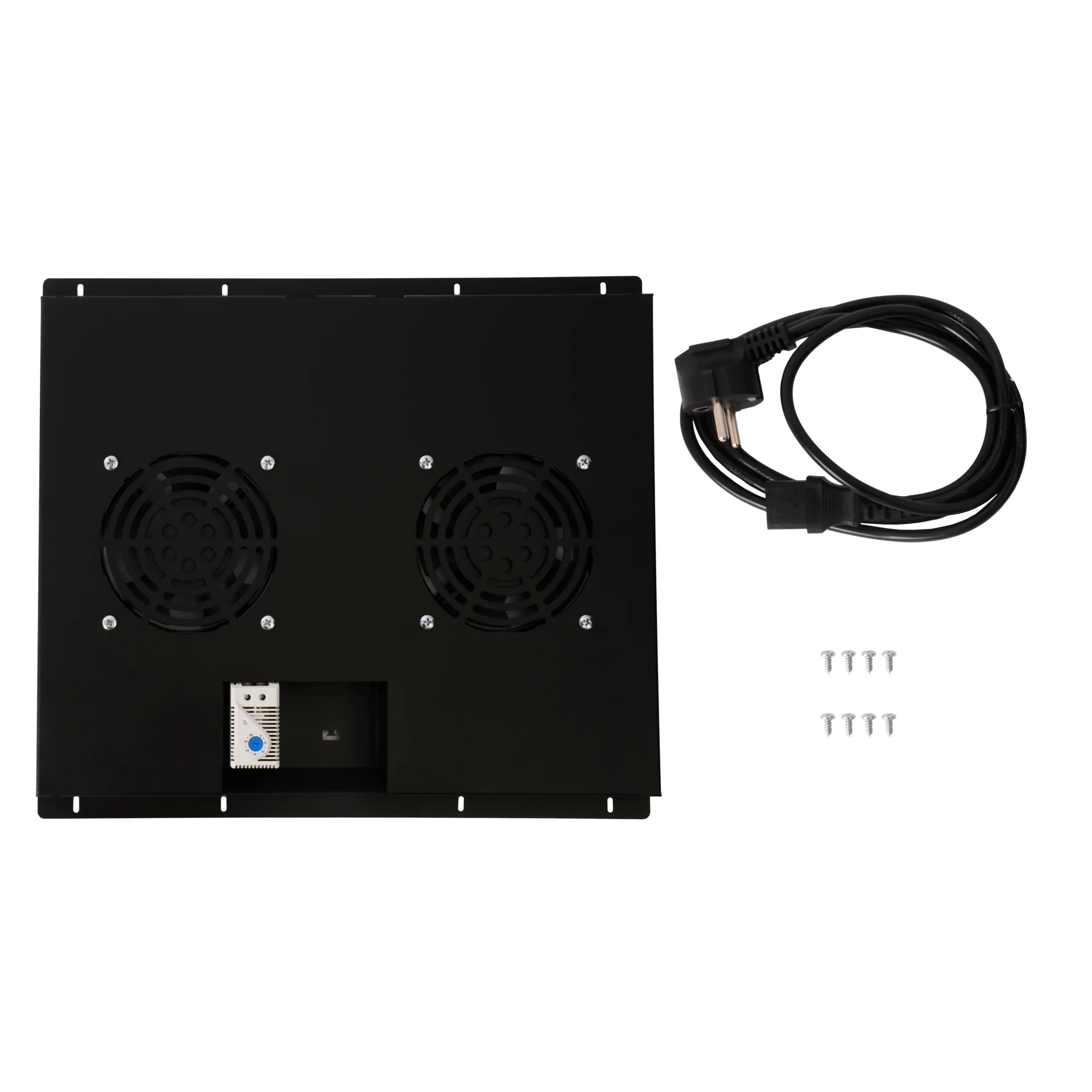 Блок вентиляторов для шкафов TFC глубиной 600мм, 2 вентилятора с терморегулятором, черный
