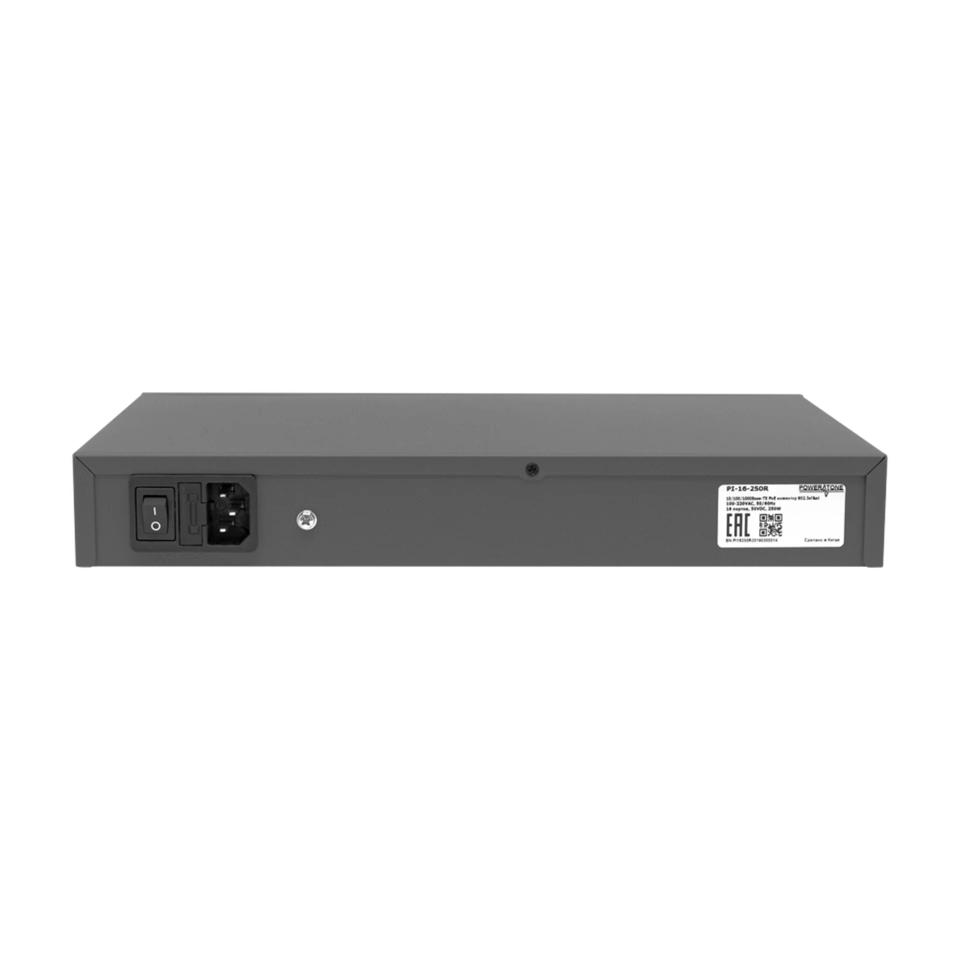 PoE инжектор стоечный неуправляемый PI-16-250R, 16x10/100/1000BASE-T PoE 802.3af&amp;at, PoE бюджет 250Вт