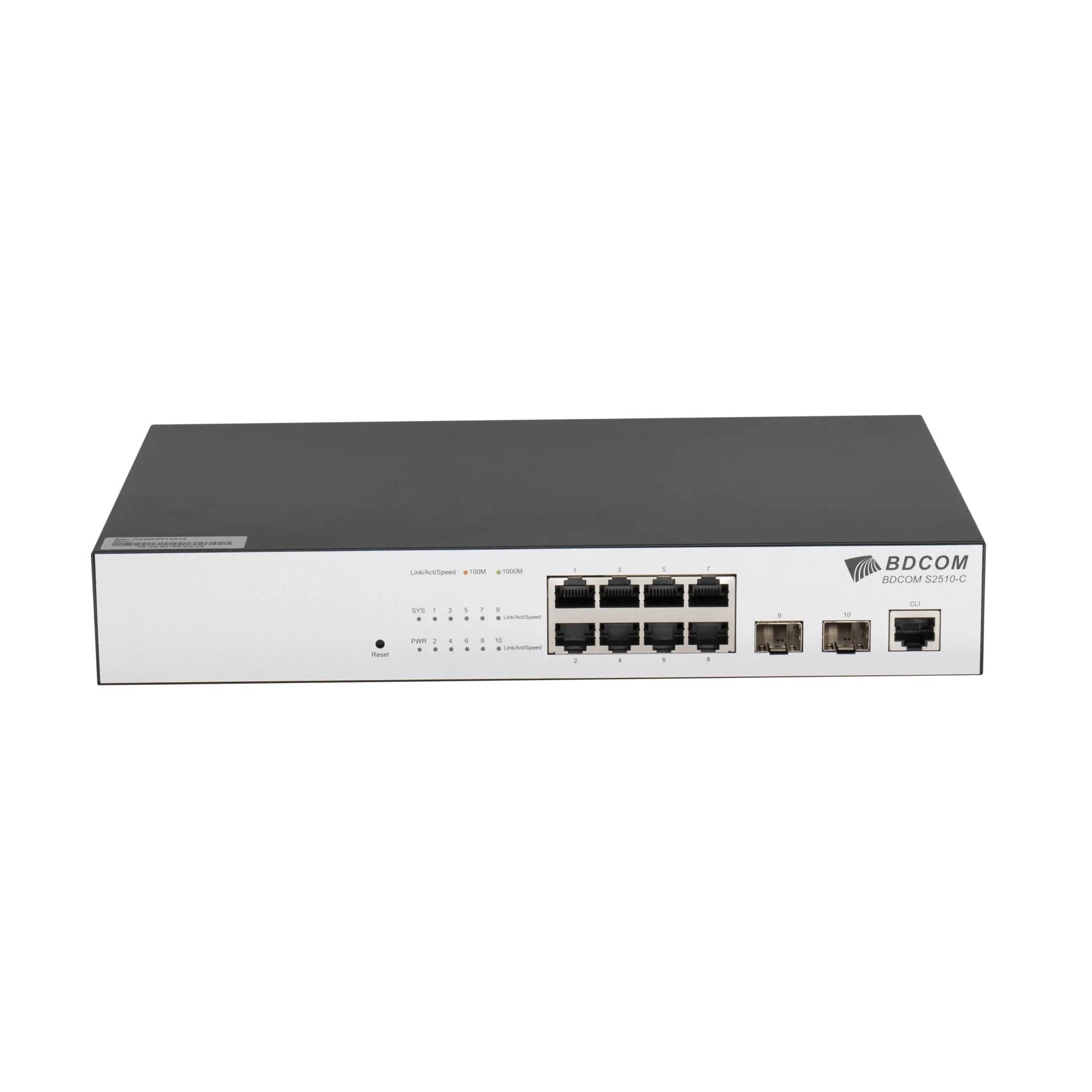 Управляемый коммутатор уровня 2 BDCOM S2510-C, 8x 10/100/1000Base-T, 2x 100/1000BASE-X (SFP), 220VAC