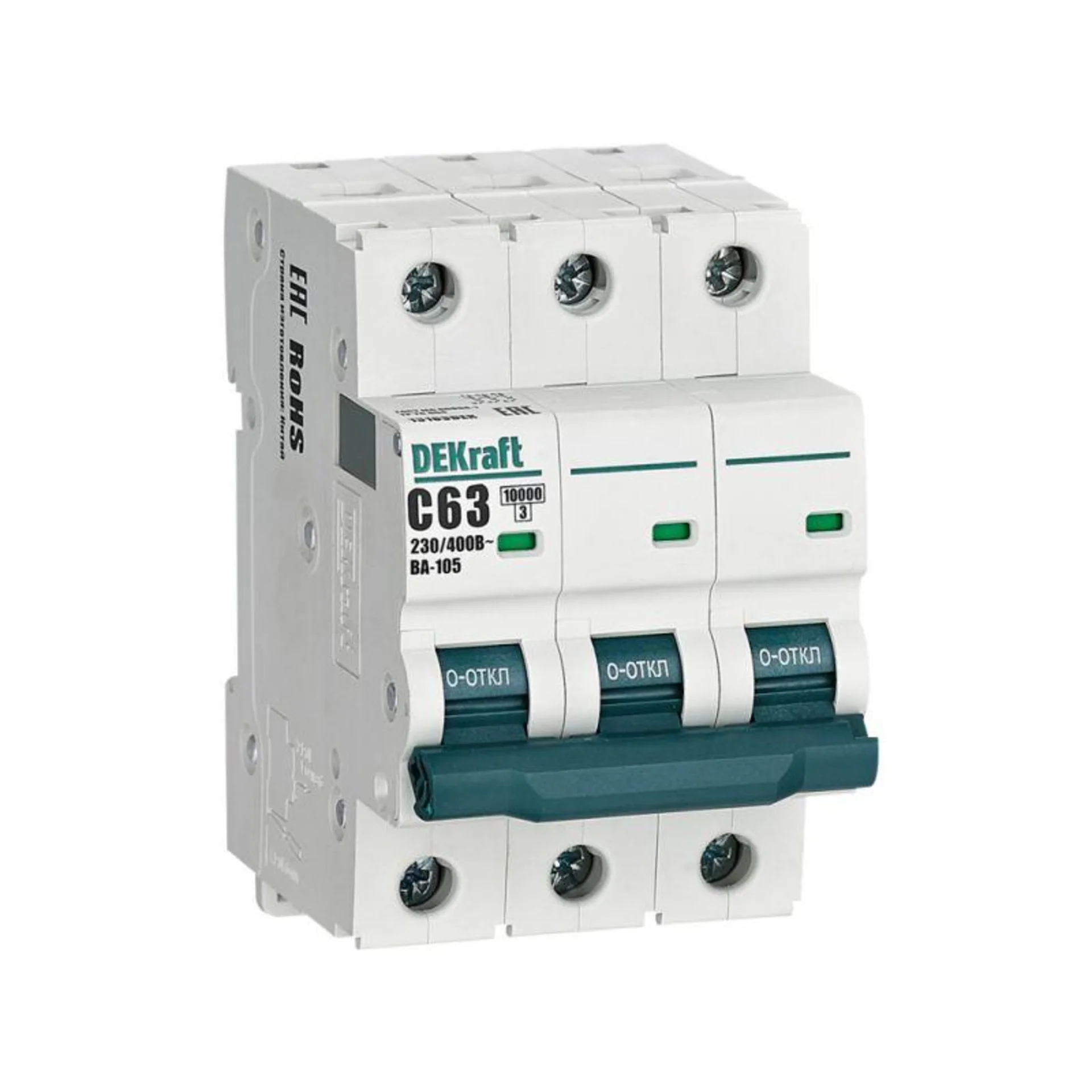 Выключатель автоматический модульный 3п C 63А 10кА ВА-105 DEKraft 13183DEK