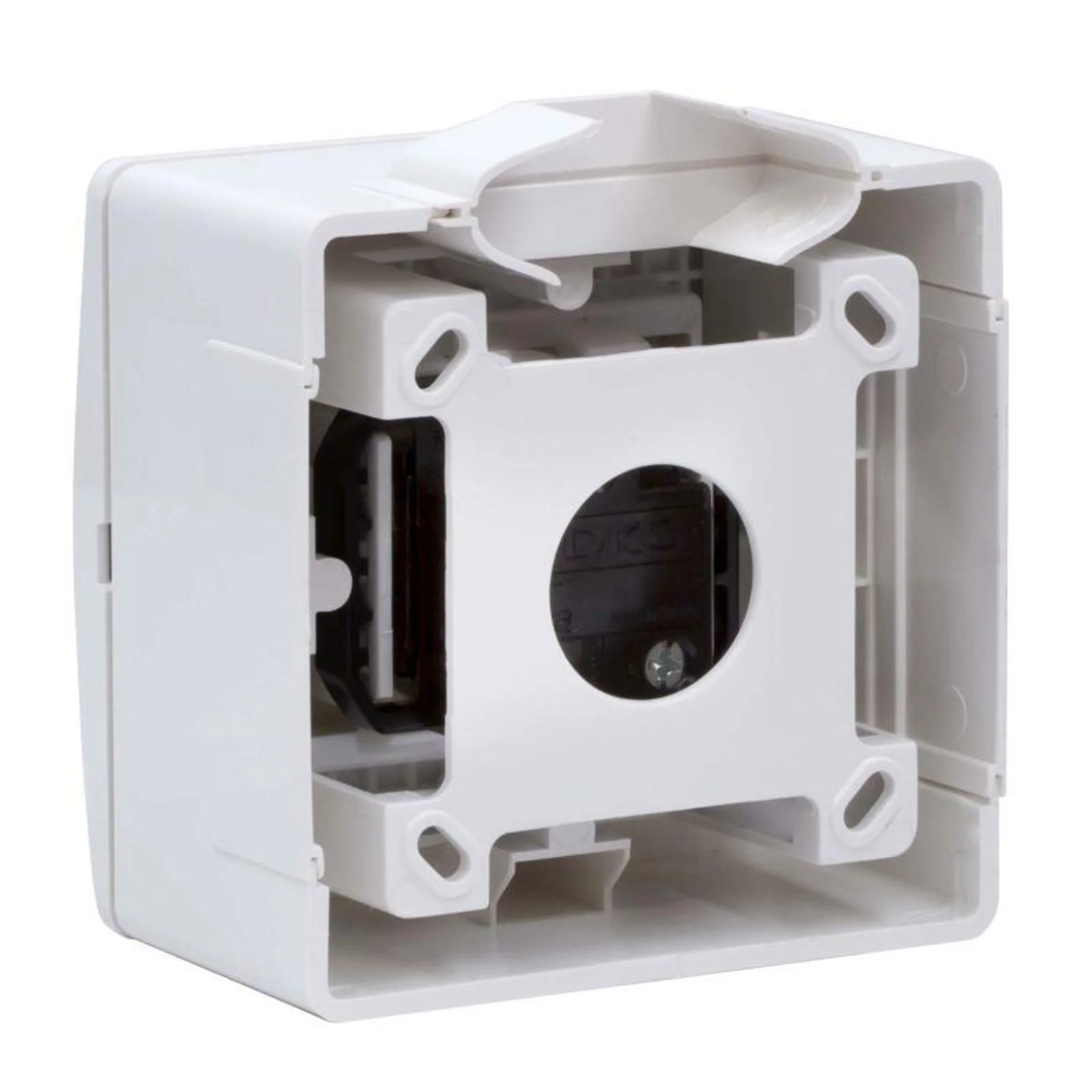 Коробка 1-м ОП PDD-N60 16А IP00 с заземл. с силовой роз. BRAVA 2мод. бел. DKC 10482