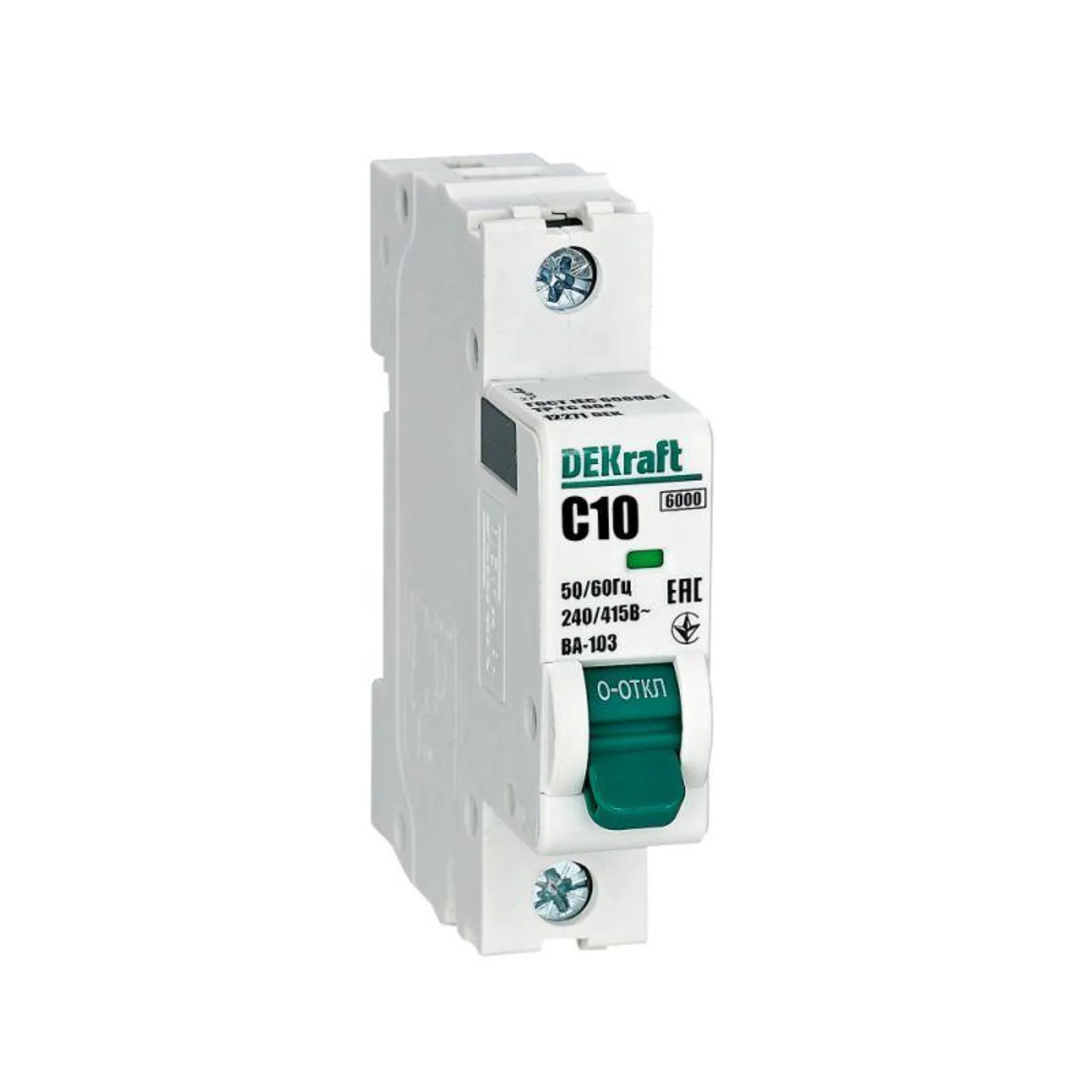Выключатель автоматический модульный 1п C 10А 6кА ВА-103 DEKraft 12271DEK