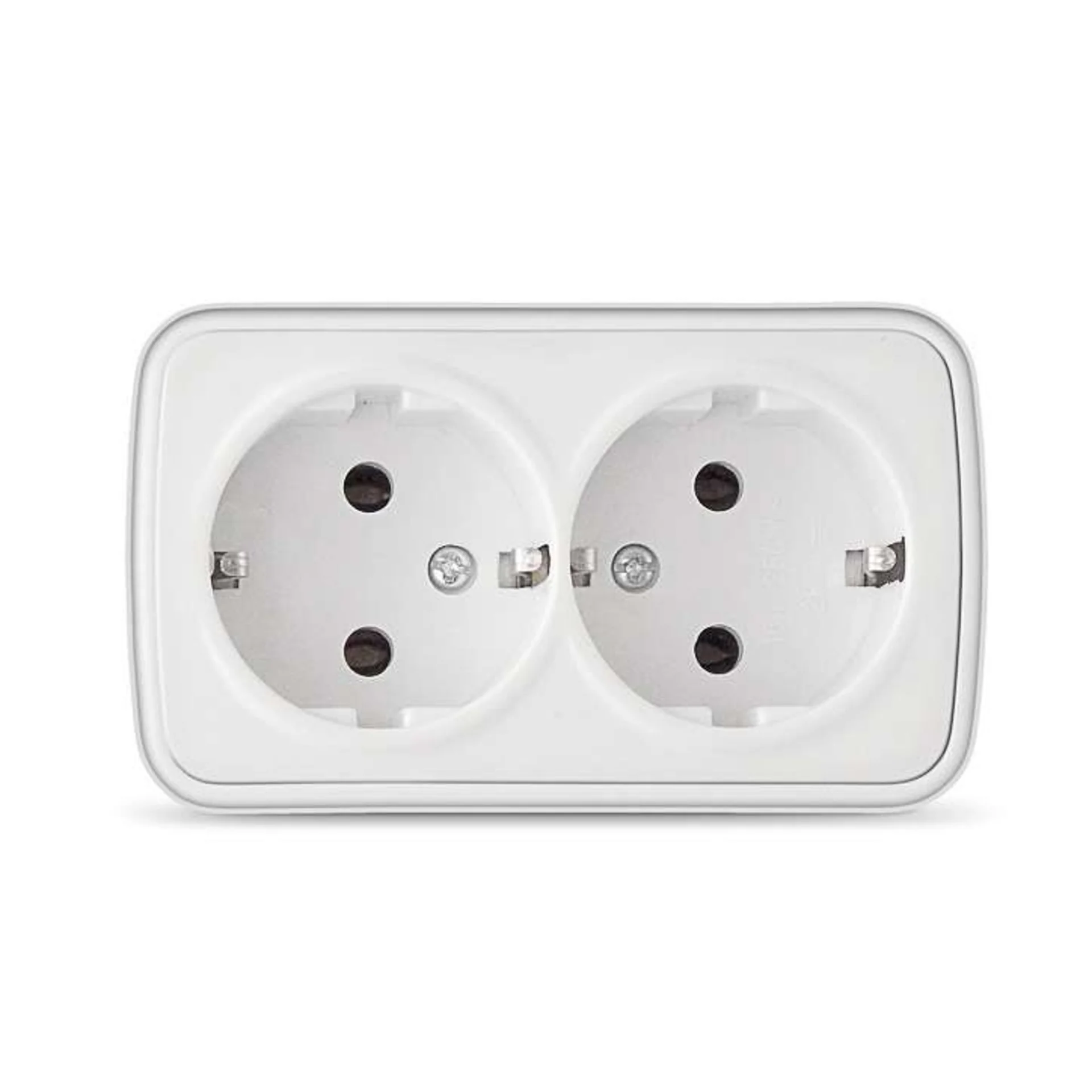 Розетка 2-м ОП Электра 16А IP20 с заземл. бел. Союз 0020