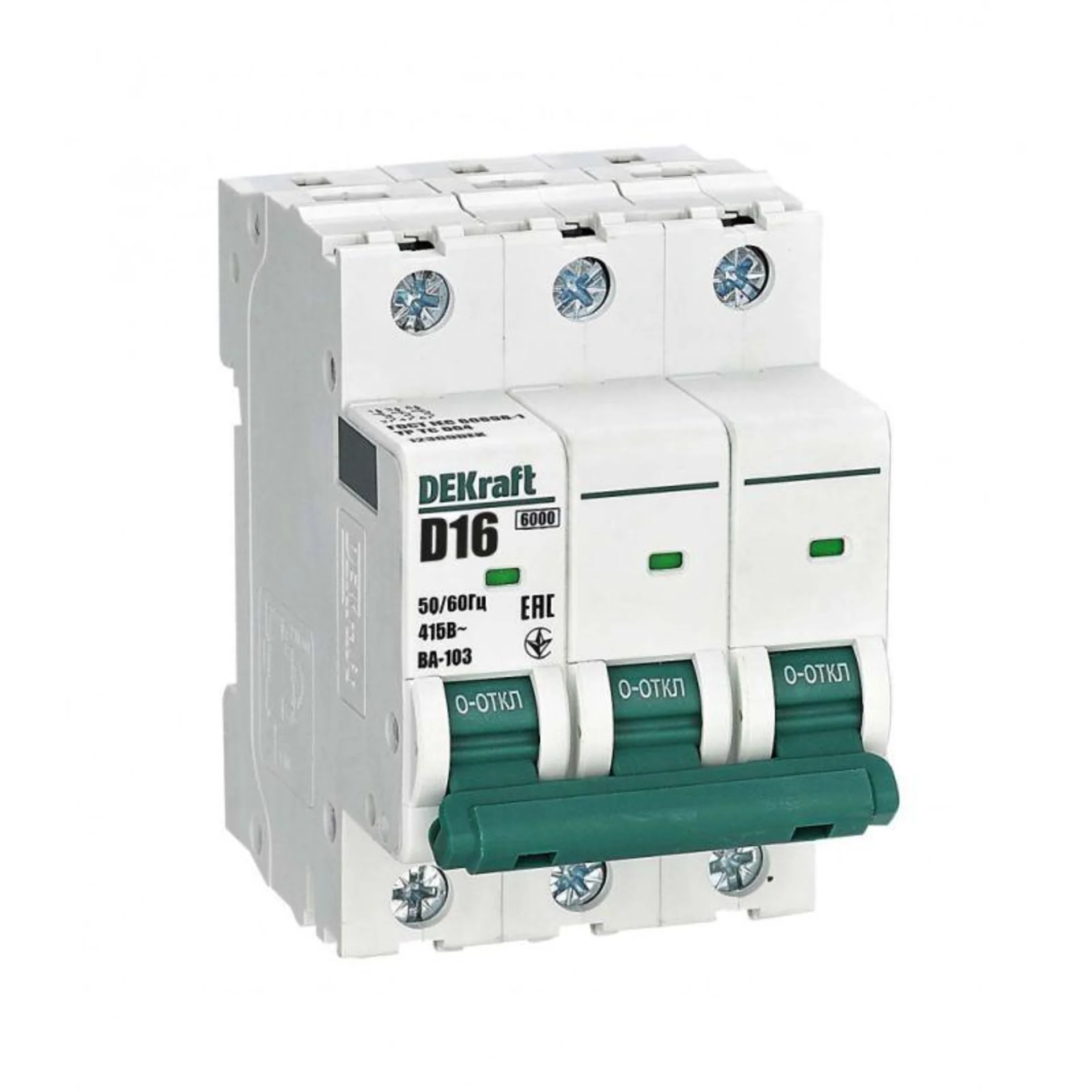 Выключатель автоматический модульный 3п D 16А 6кА ВА-103 DEKraft 12369DEK