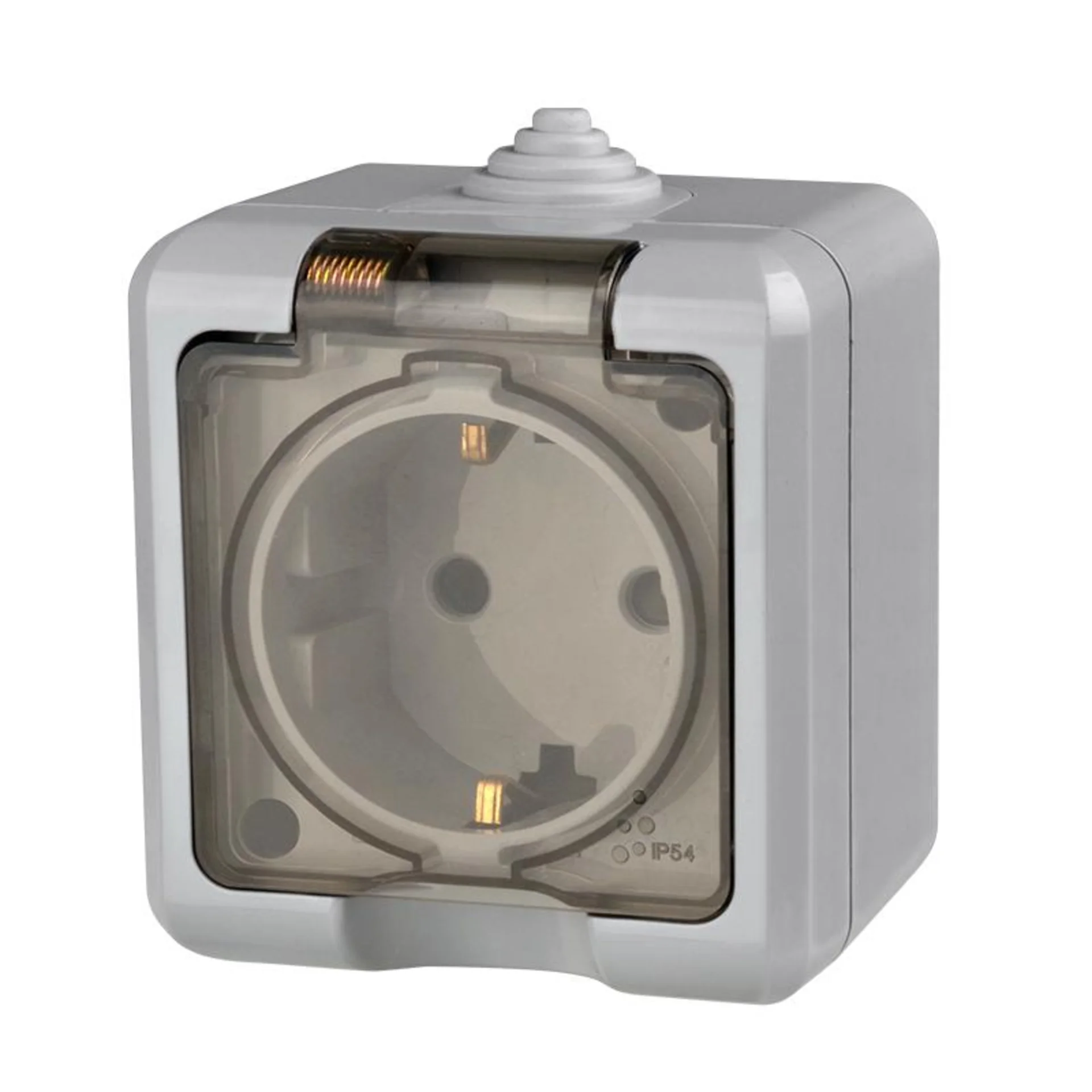 Розетка 1-м ОП Dita 16А IP54 250В с заземл. с прозр. крышкой сер. TOKOV ELECTRIC TKL-DT-R1Z-C06T-IP5