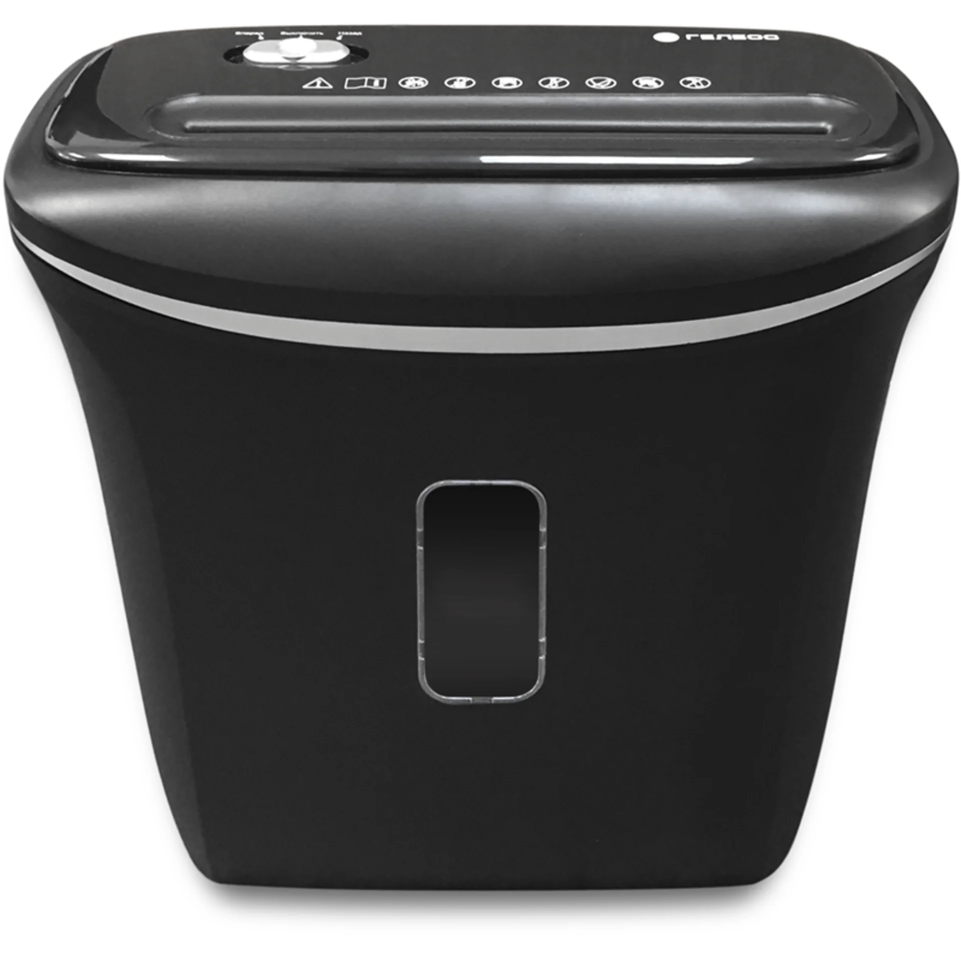 Уничтожитель документов ГЕЛЕОС УД14-4, DIN P-4 (4 ур-нь секр.), фрагмент 3,9х30мм, 6-8 лист (70г/м2), пл. карты/скобы, 14 литров