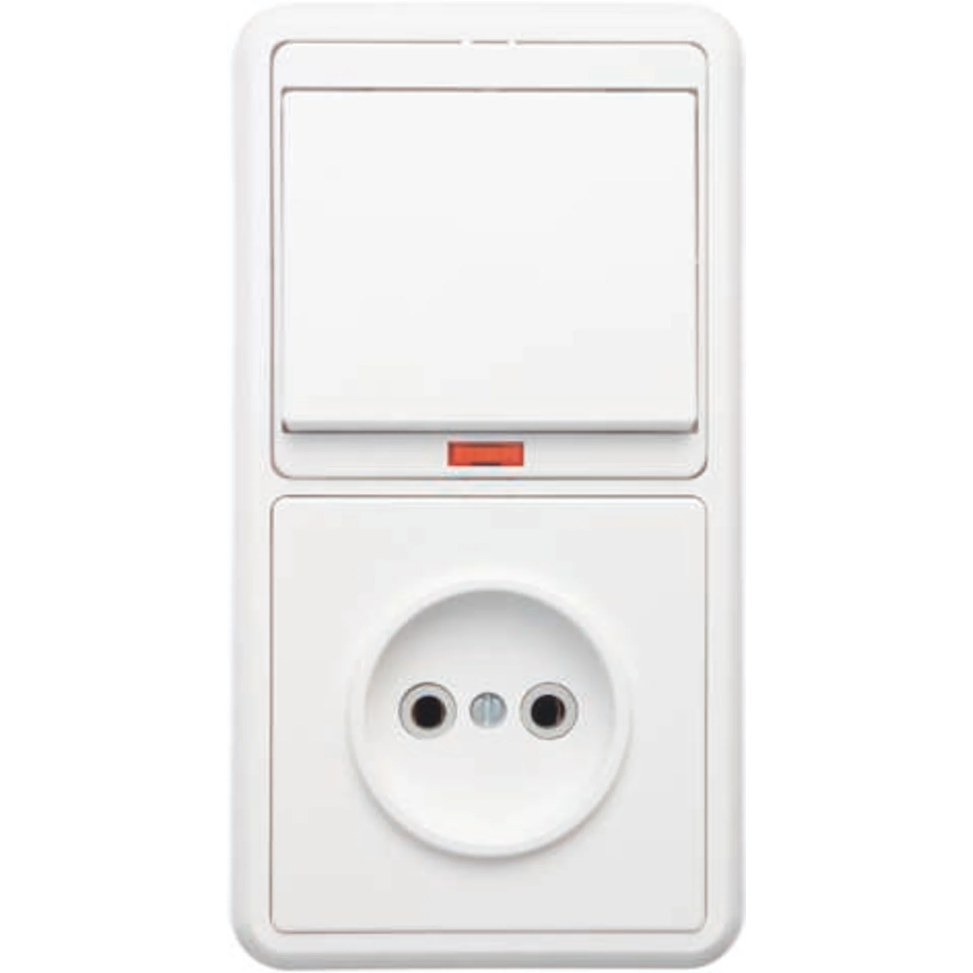 Блок БКВР-214 Бэлла (1-кл. выкл. с инд. + розетка) бел. Кунцево 5817