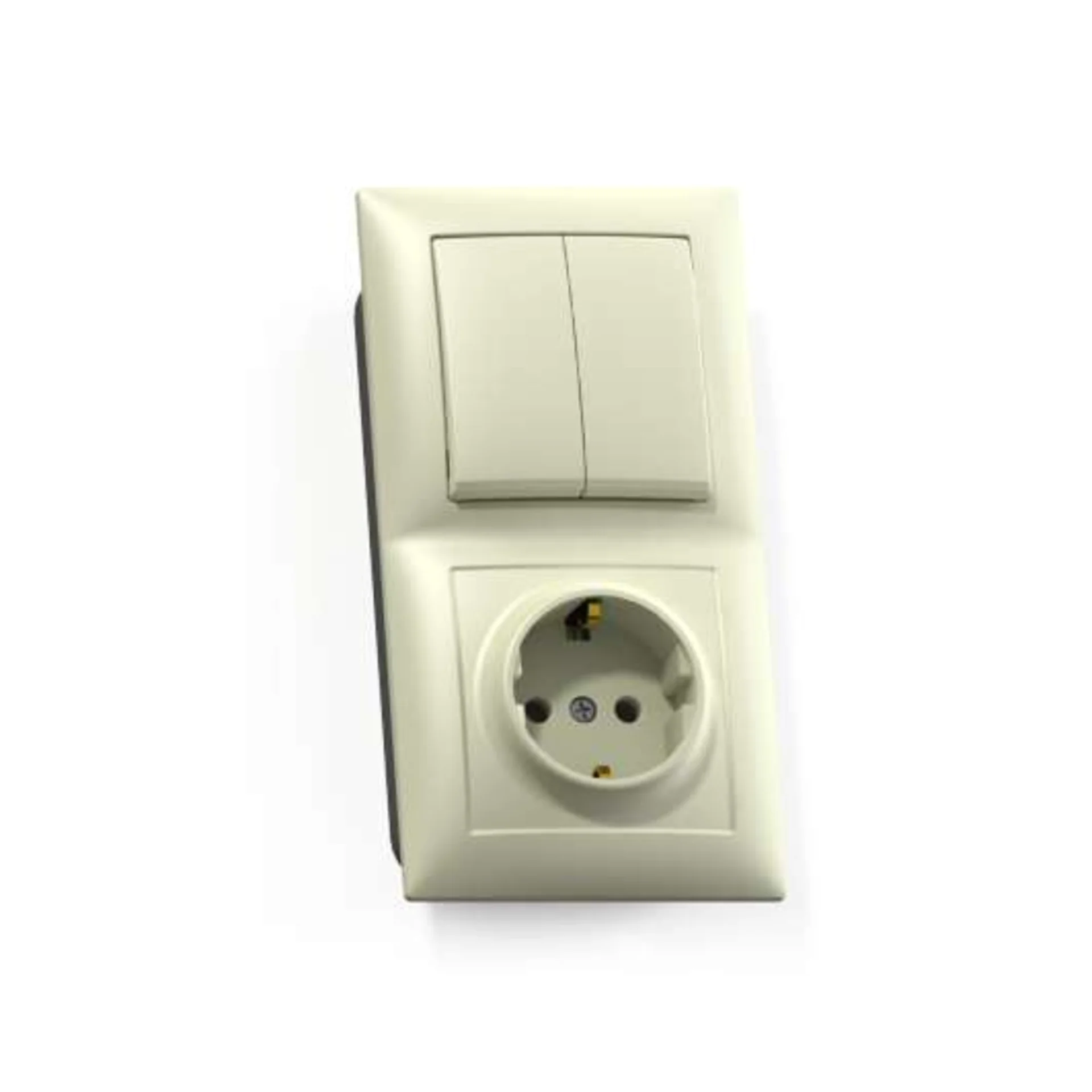 Блок СП БКВР-412 Селена (2-кл. выкл. + розетка с заземл.) сл. кость Кунцево 8177