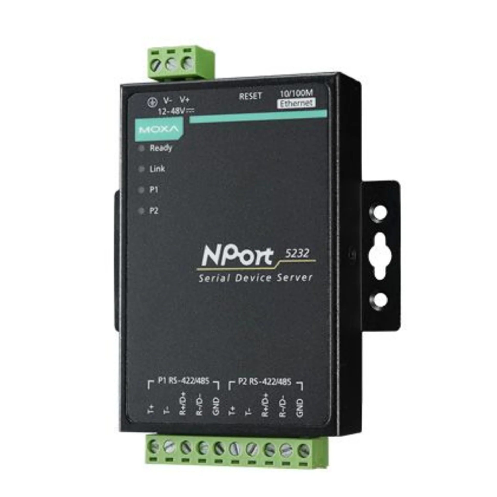 NPort 5232-T 2-портовый асинхронный сервер RS-422/485 в Ethernet с расширенным диапазоном температур MOXA