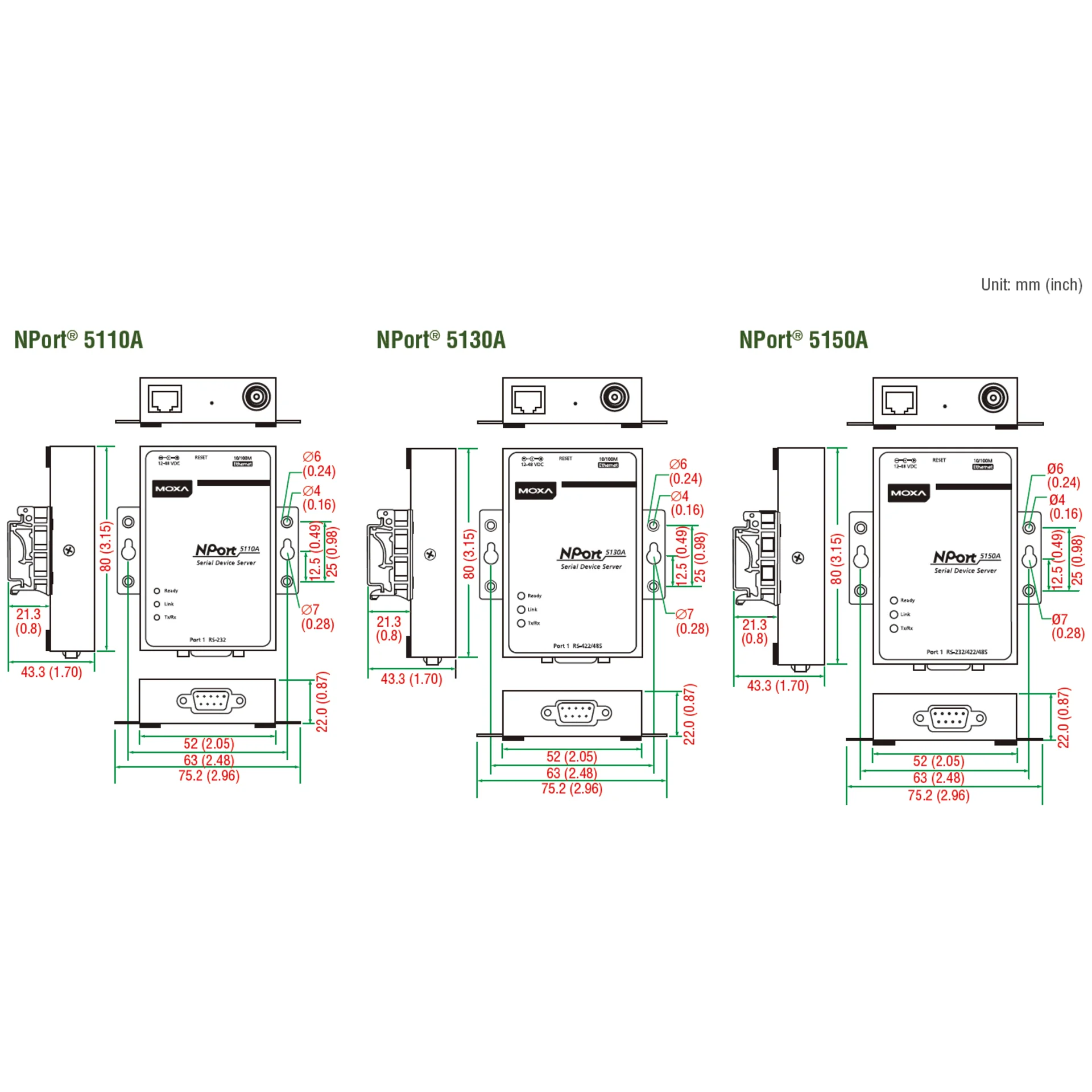 NPort 5110A 1-портовый усовершенствованный асинхронный сервер RS-232 в Ethernet MOXA