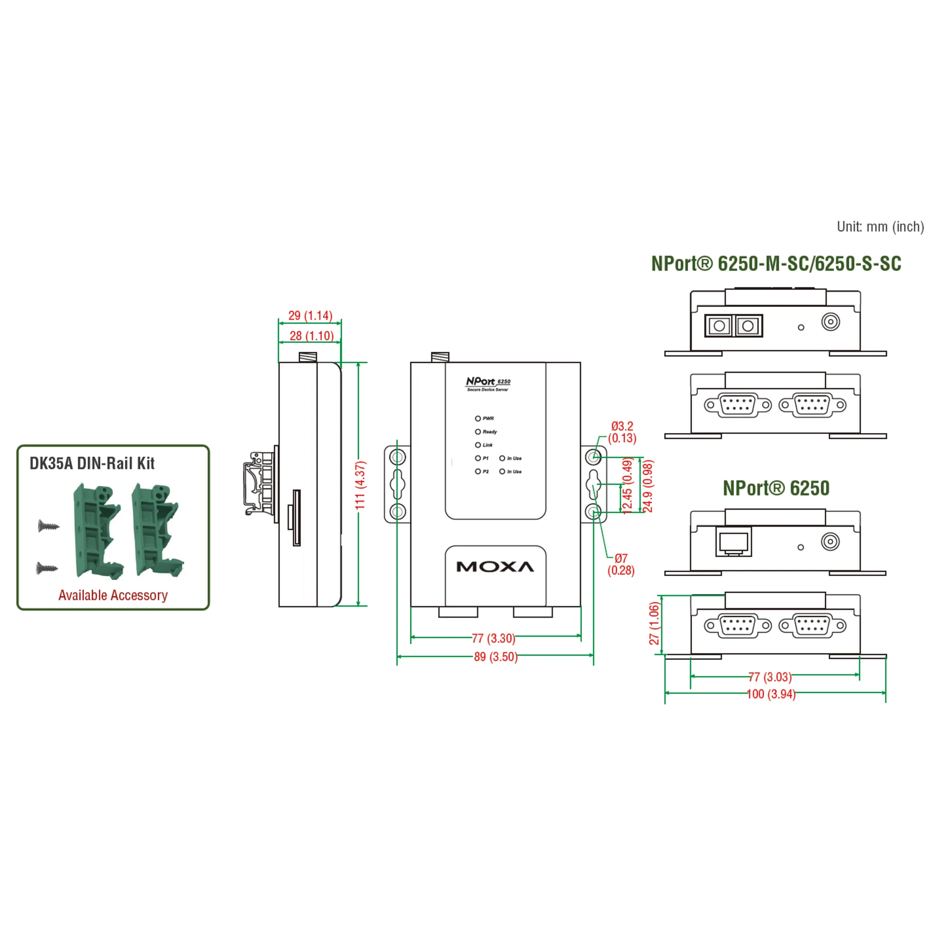 NPort 6250 2-портовый асинхронный сервер RS-232/422/485 в Ethernet с расширенным набором функций MOXA