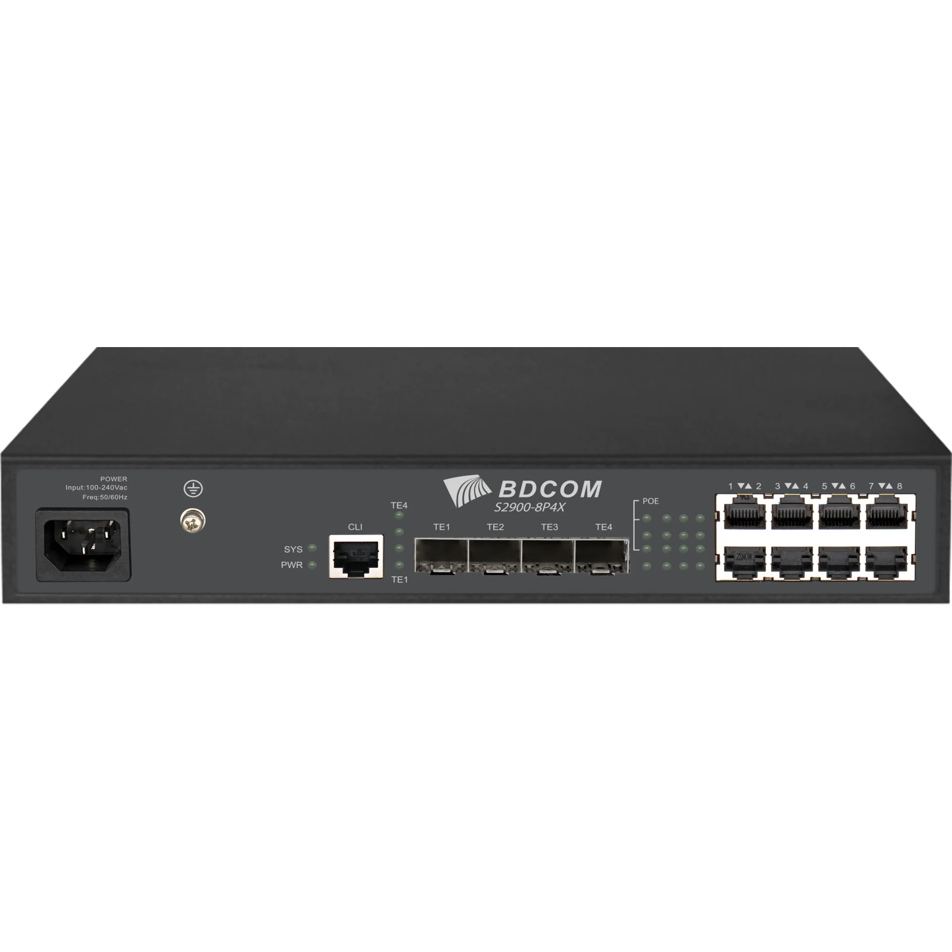 Управляемый PoE коммутатор уровня 3 BDCOM S2900-8P4X, 8x 10/100/1000Base-T PoE 802.3af/at до 125W, 4x 1/10GE SFP+, ~220V AC