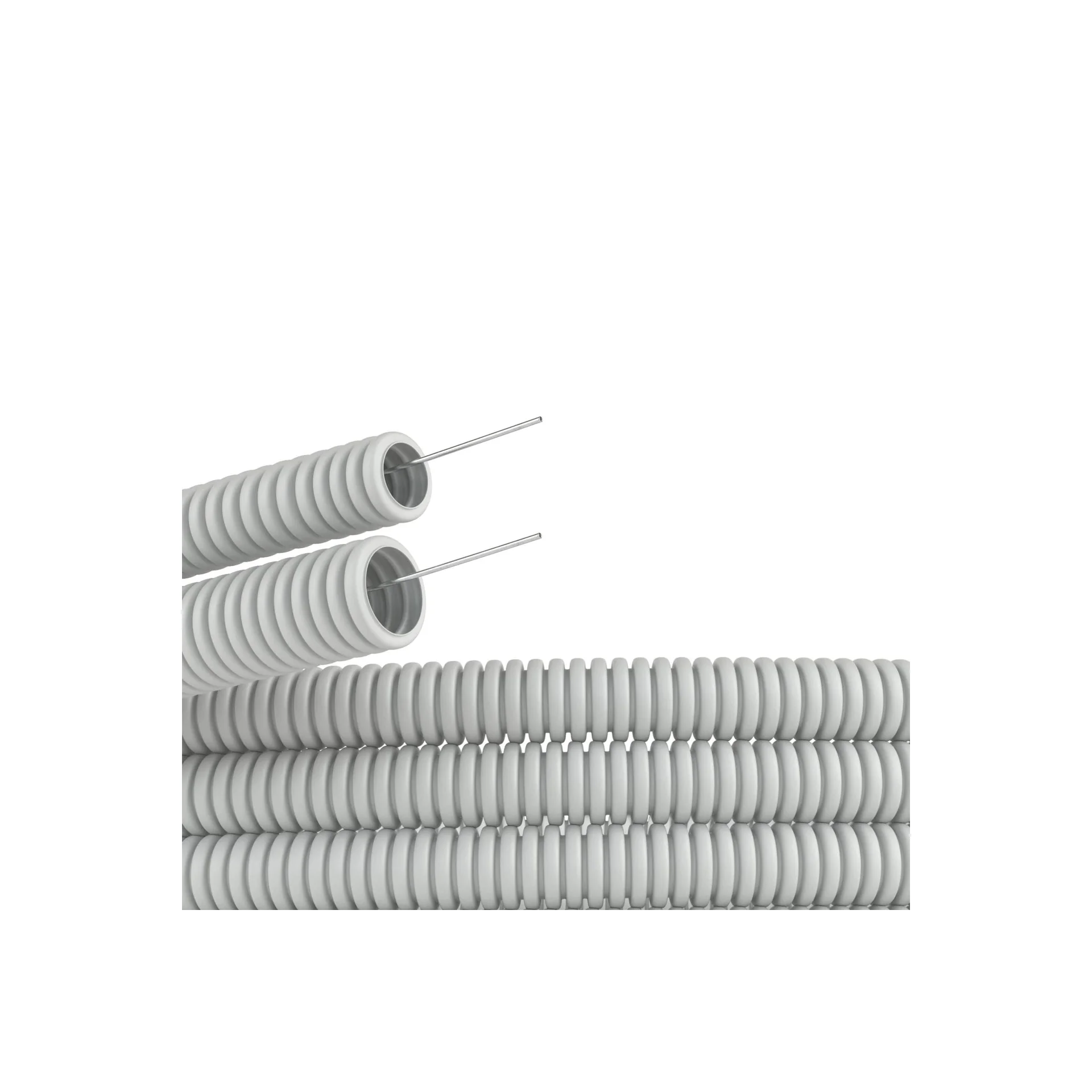 Труба гофрированная ПВХ гибкая легкая d20мм с протяжкой сер. (уп.50м) DKC 9192050