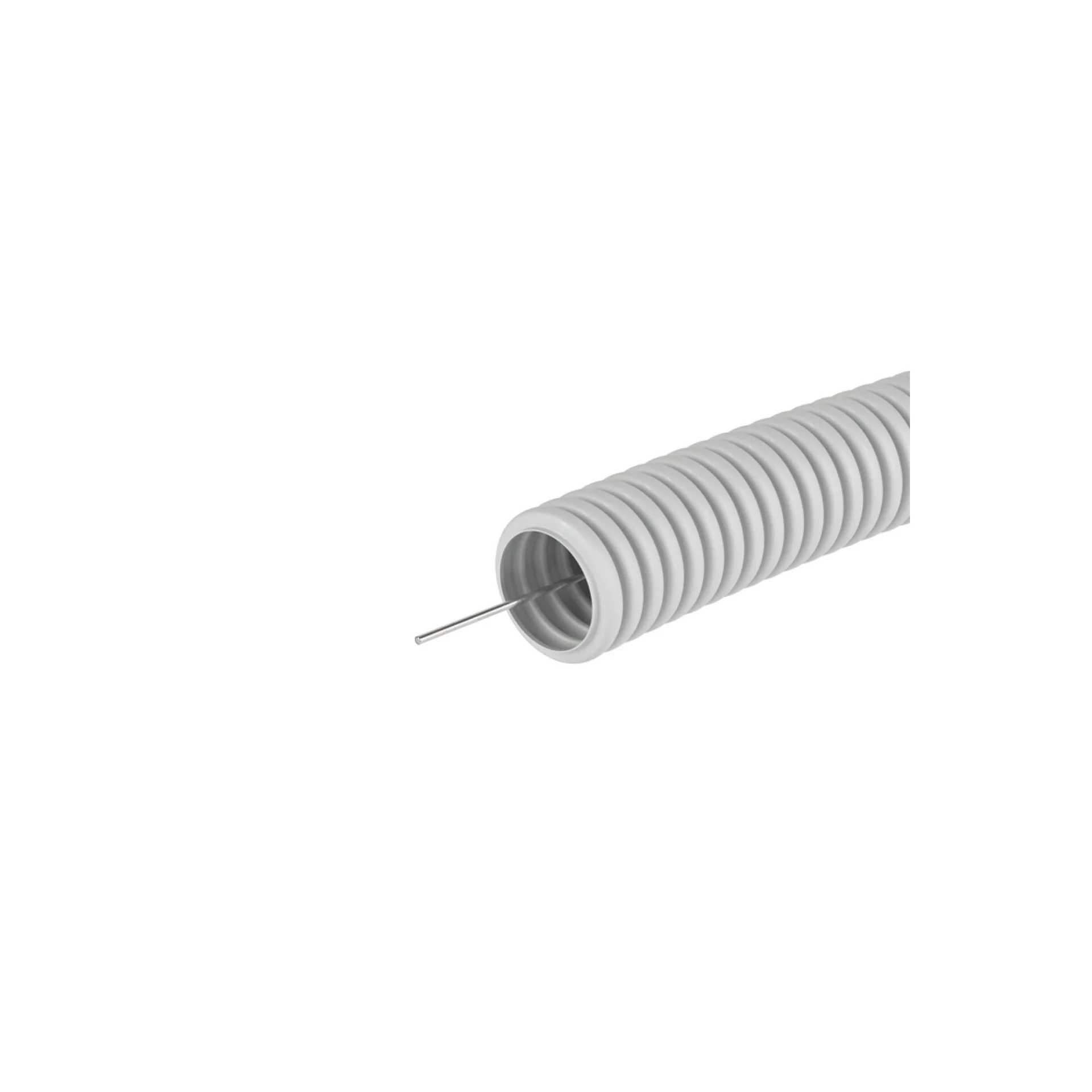 Труба гофрированная ПВХ гибкая легкая d20мм с протяжкой сер. (уп.50м) DKC 9192050