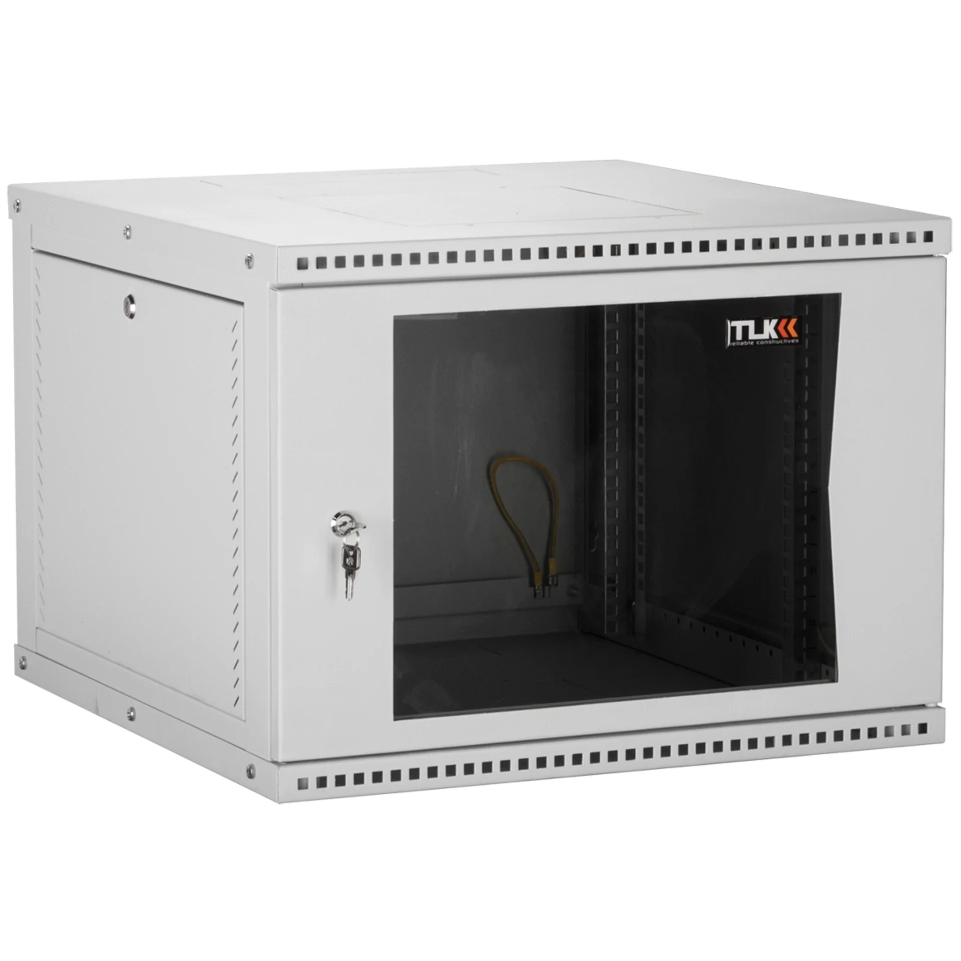 Настенный разборный шкаф TLK 19", 6U, стеклянная дверь, Ш600хВ303хГ450мм, 1 пара монтажных направляющих, серый