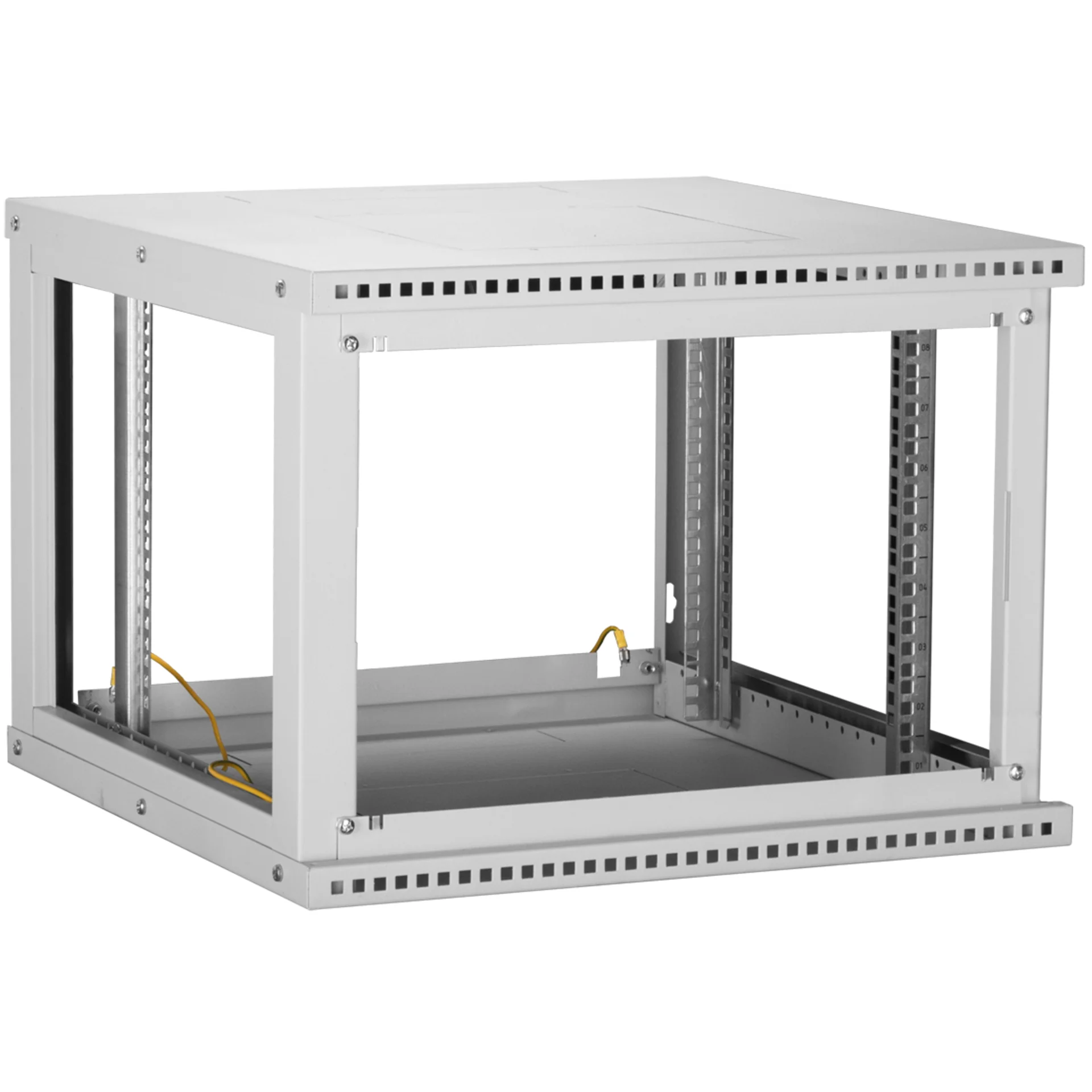 Настенный разборный шкаф TLK 19", 6U, стеклянная дверь, Ш600хВ303хГ350мм, 1 пара монтажных направляющих, серый