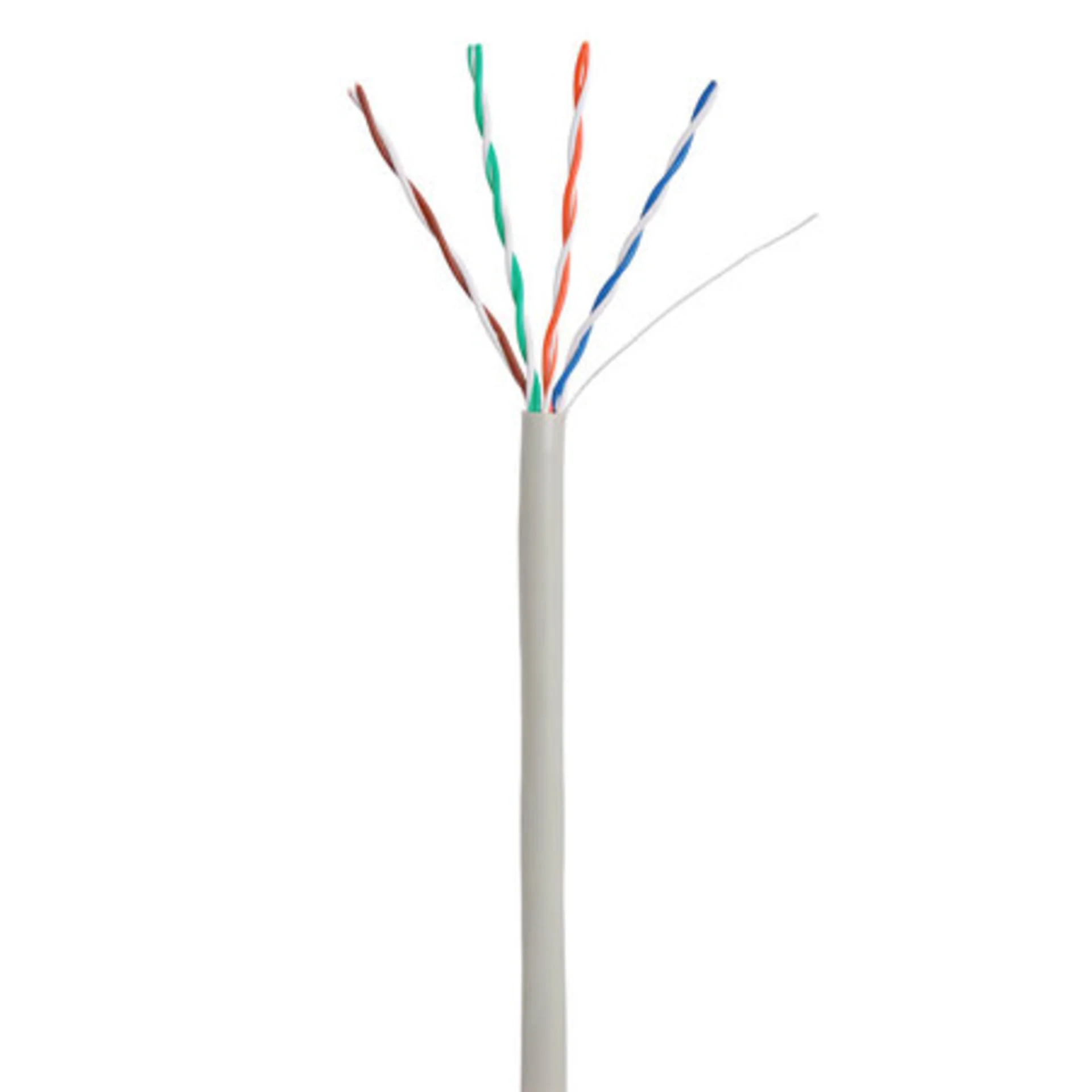 Кабель NETLAN U/UTP 4 пары, Кат.5e, 100МГц, одножильный, CCA (омедненный алюминий), внутренний, PVC нг(B), серый, 305м