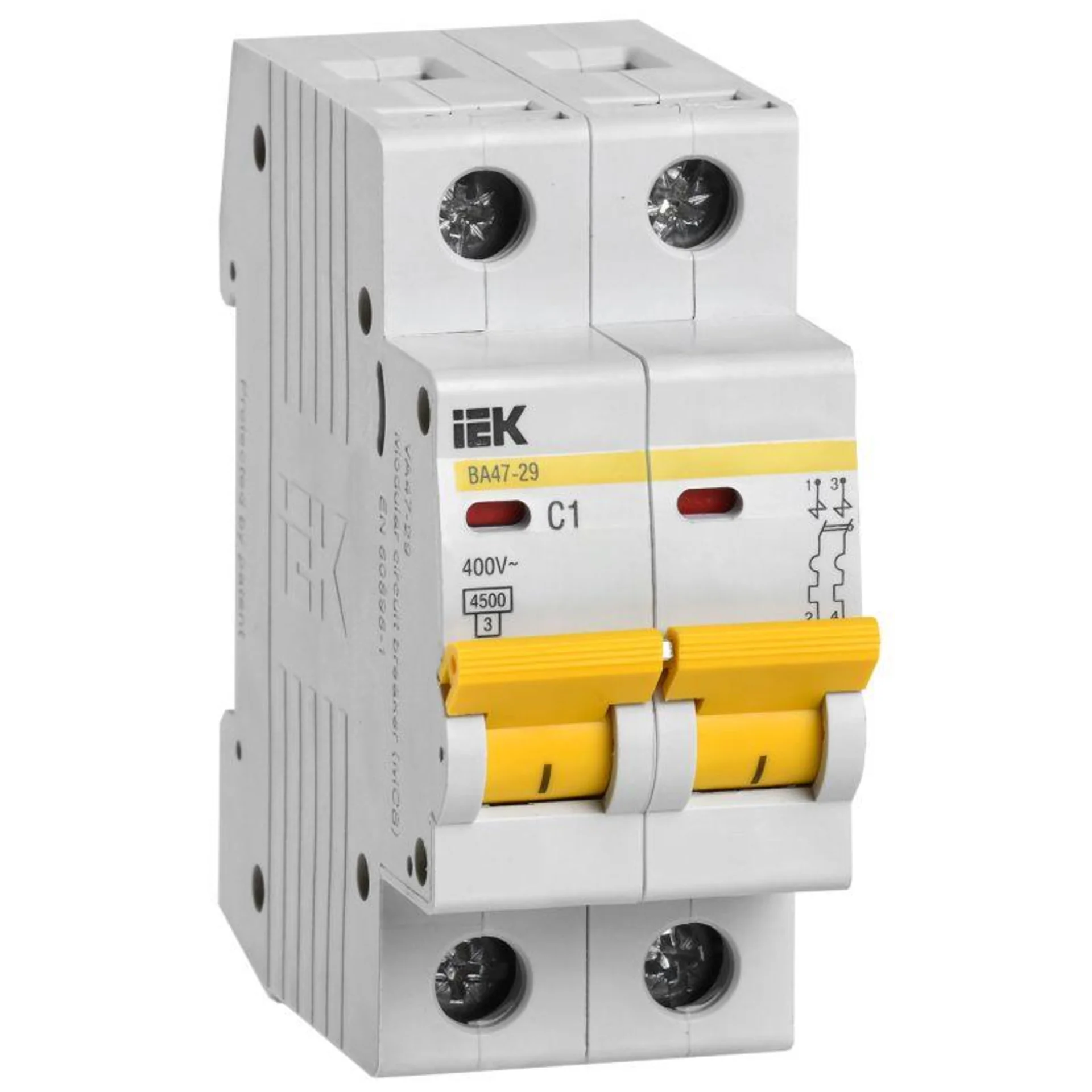 Выключатель автоматический модульный 2п C 1А 4.5кА ВА47-29 IEK MVA20-2-001-C