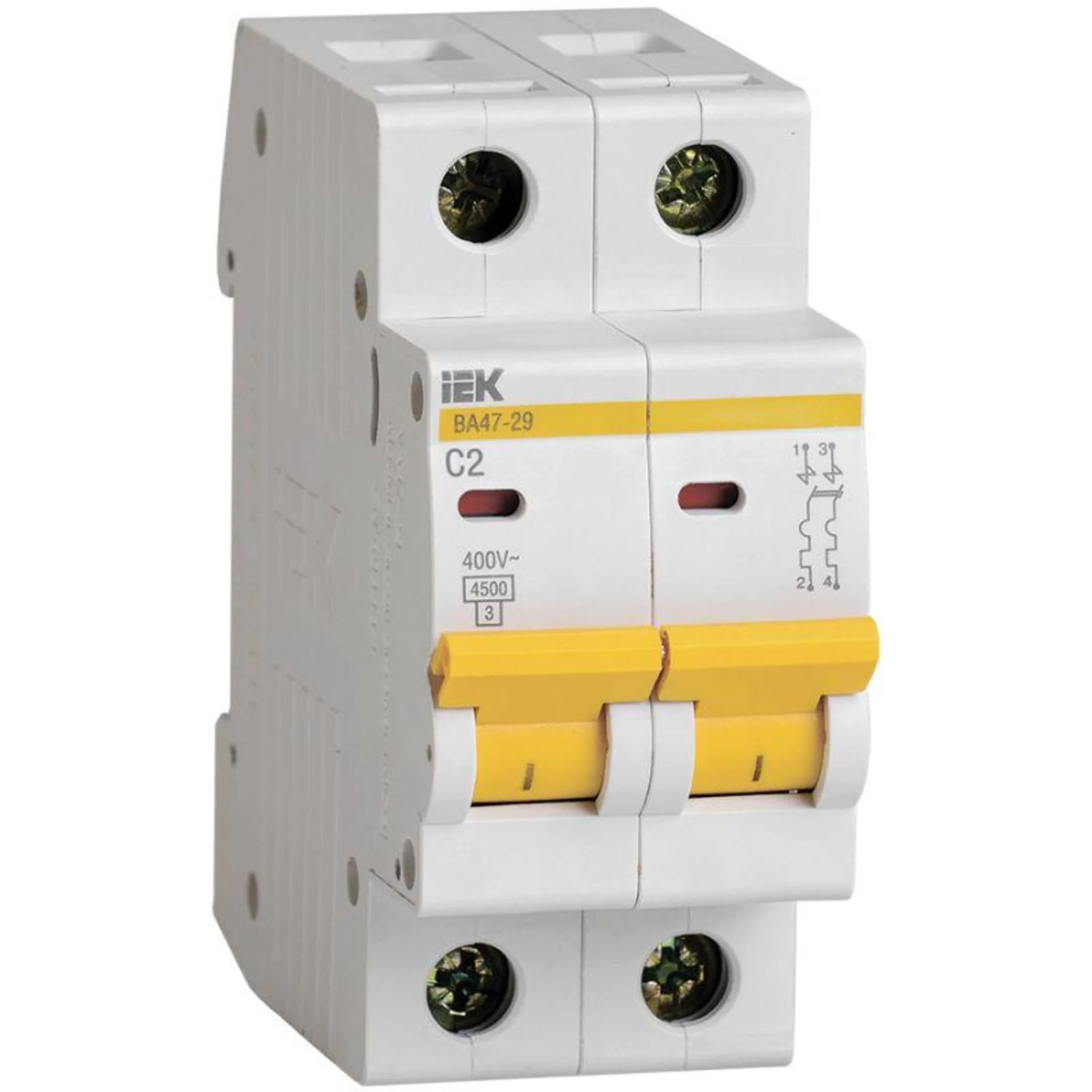 Выключатель автоматический модульный 2п C 2А 4.5кА ВА47-29 IEK MVA20-2-002-C