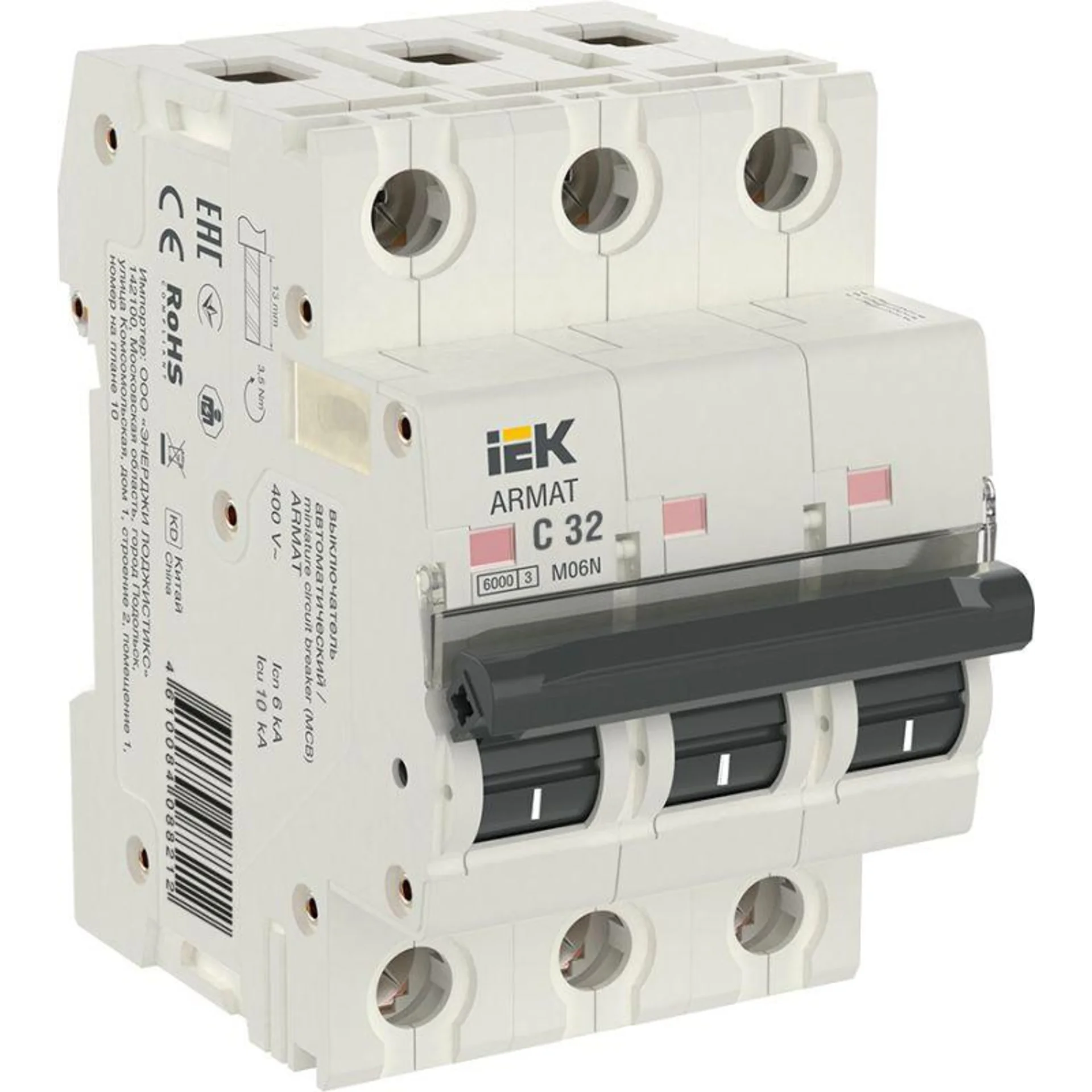 Выключатель автоматический модульный 3п C 32А M06N ARMAT IEK AR-M06N-3-C032