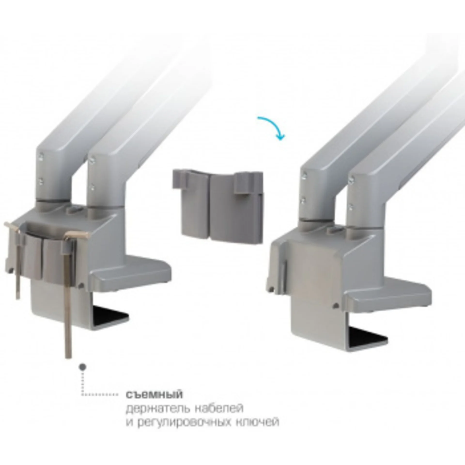 Кронштейн для мониторов Arm Media LCD-T36 серебристый 15"-34" макс.9кг настольный поворот и наклон в