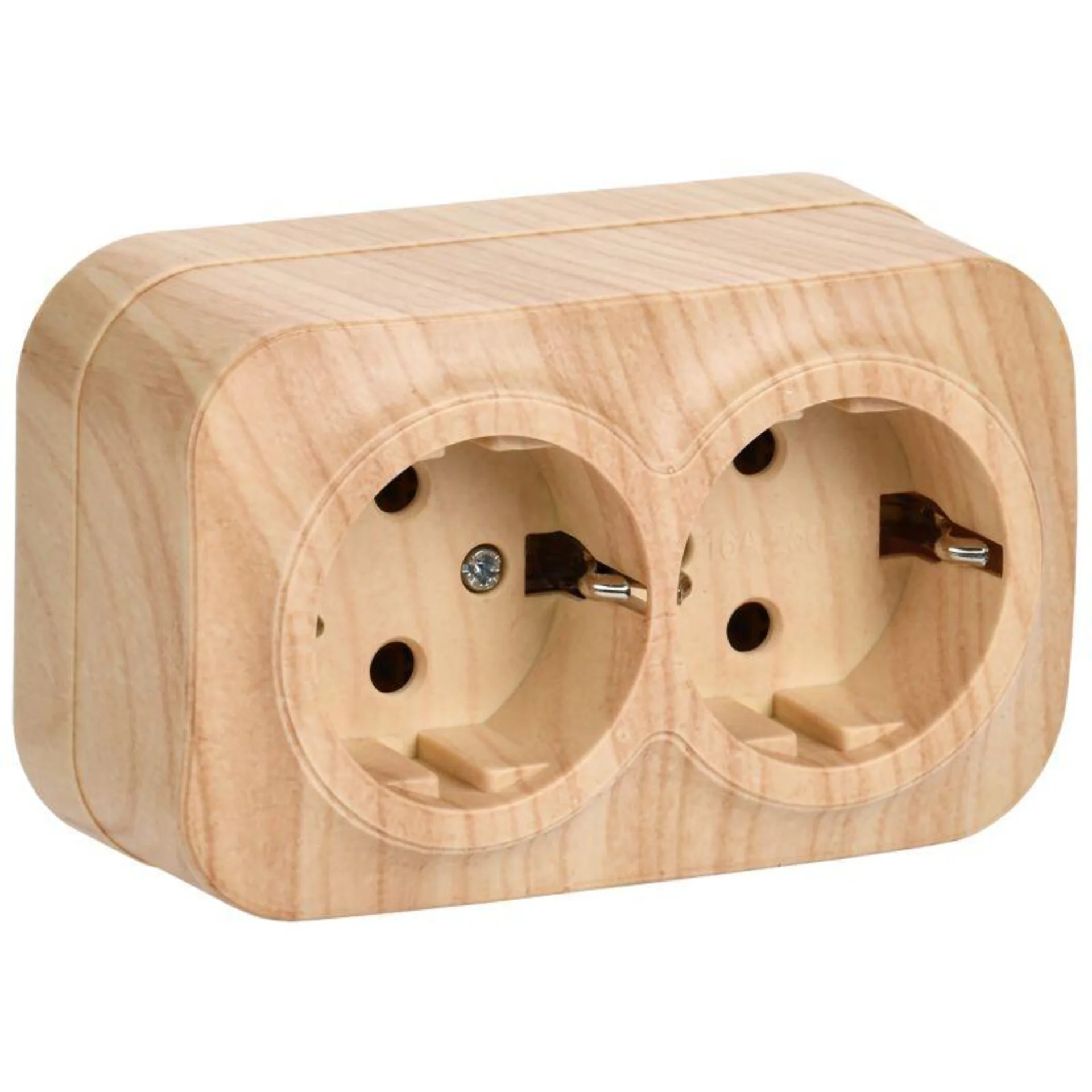 Розетка 2-м ОП GLORY РС22-3-ХС 16А с заземл. сосна IEK ERH21-K34-16