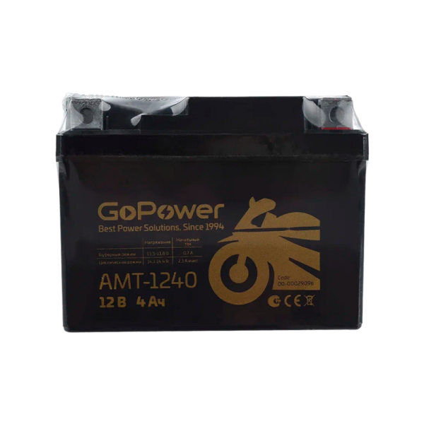 Аккумулятор для мототехники GoPower AMT-1240 12V 4Ah клеммы под болт M5 (1/10)