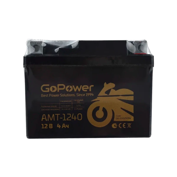 Аккумулятор для мототехники GoPower AMT-1240 12V 4Ah клеммы под болт M5 (1/10)