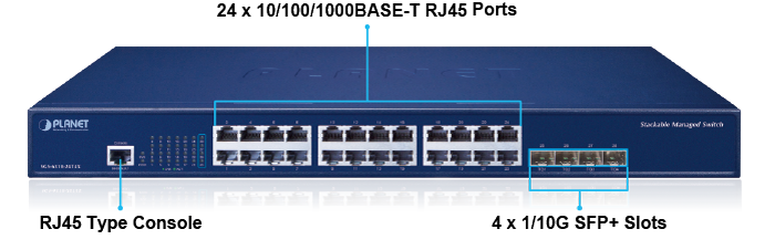 Коммутатор стекируемый L3 24-порта 10/100/1000T + 4-слота 10G SFP+ SGS-6310-24T4X